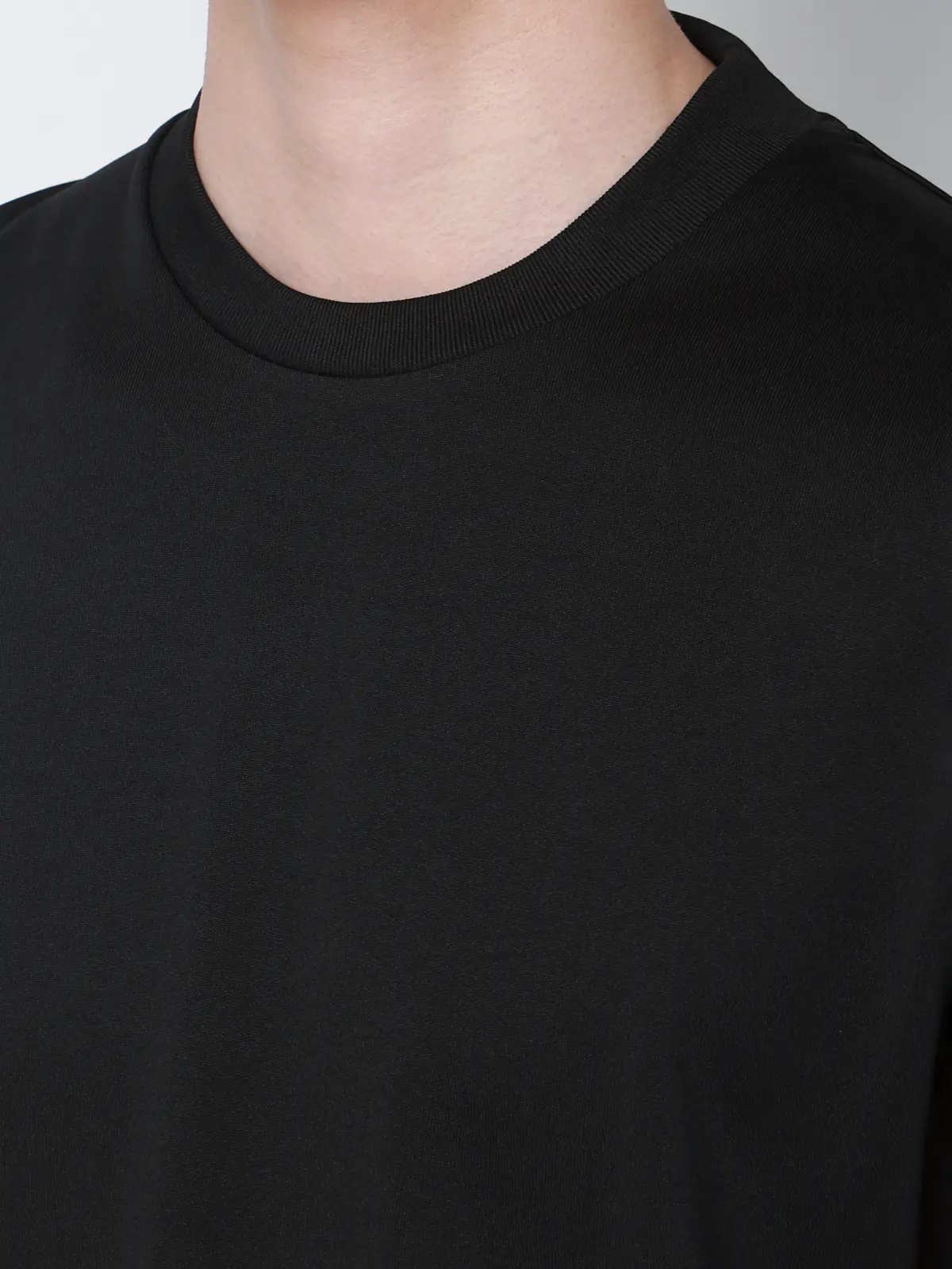 オフィT/Tシャツ/半袖/ウォッシャブル/形態安定/プレーティング天竺/無地 ブラック S