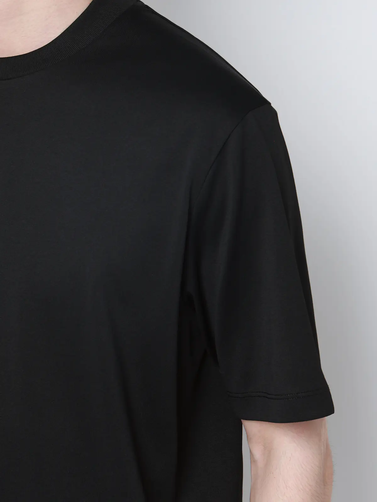 オフィT/Tシャツ/半袖/ウォッシャブル/形態安定/プレーティング天竺/無地 ブラック S