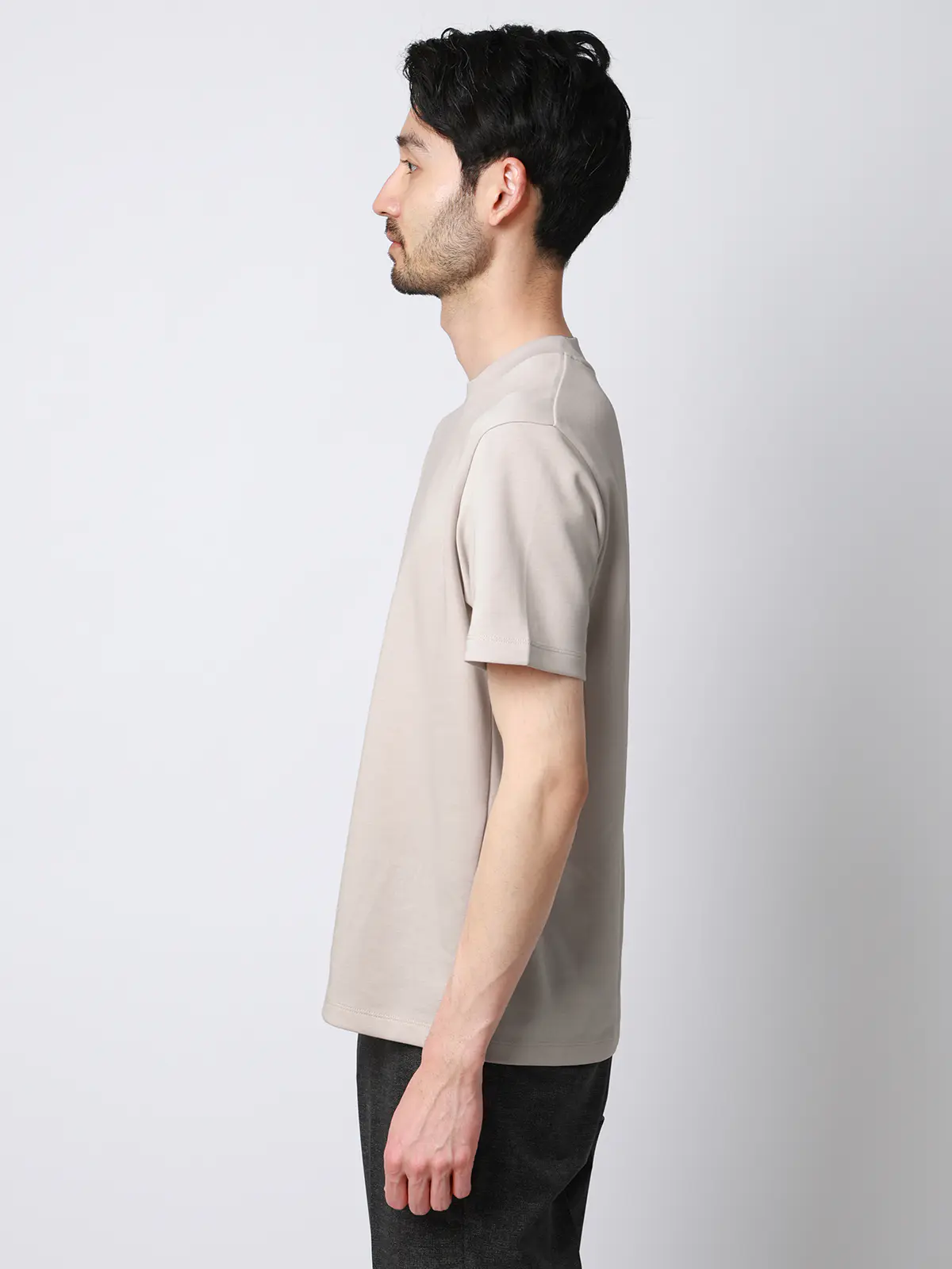 Tシャツ/半袖/ウォッシャブル/吸水速乾/UVカット/プレーティング天竺/無地 ライトグレー M