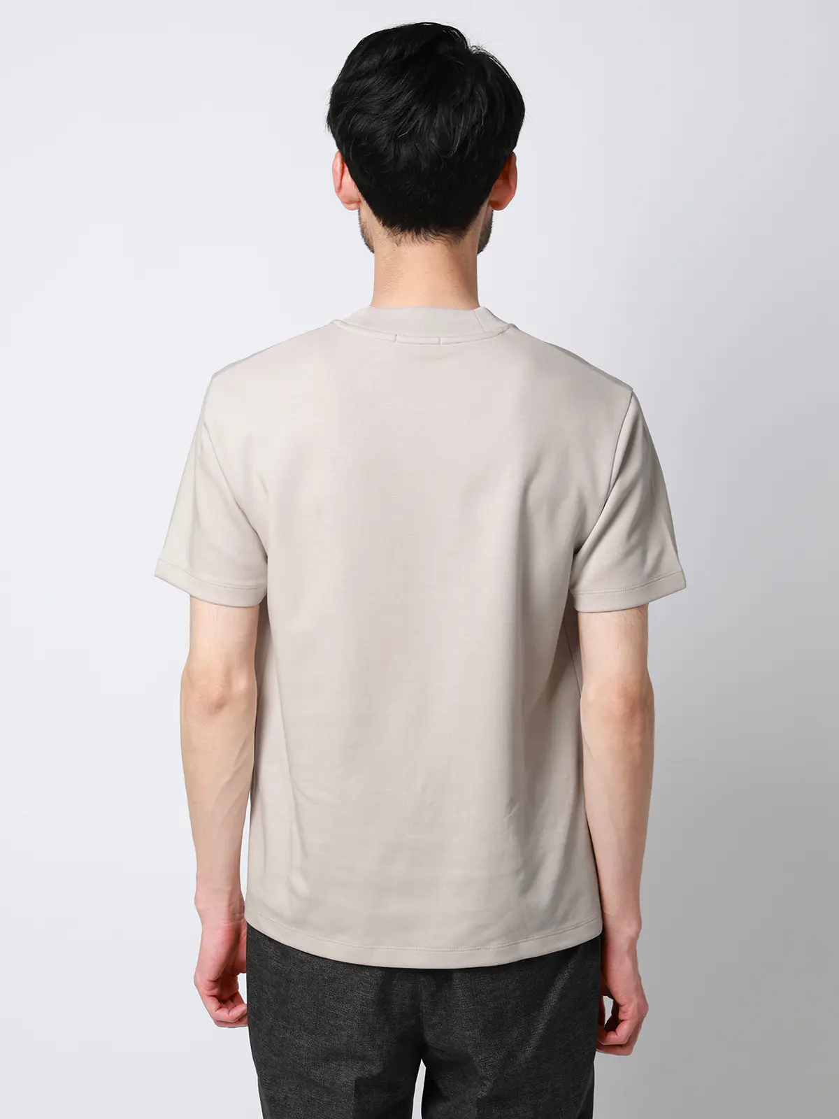 Tシャツ/半袖/ウォッシャブル/吸水速乾/UVカット/プレーティング天竺/無地 ライトグレー M