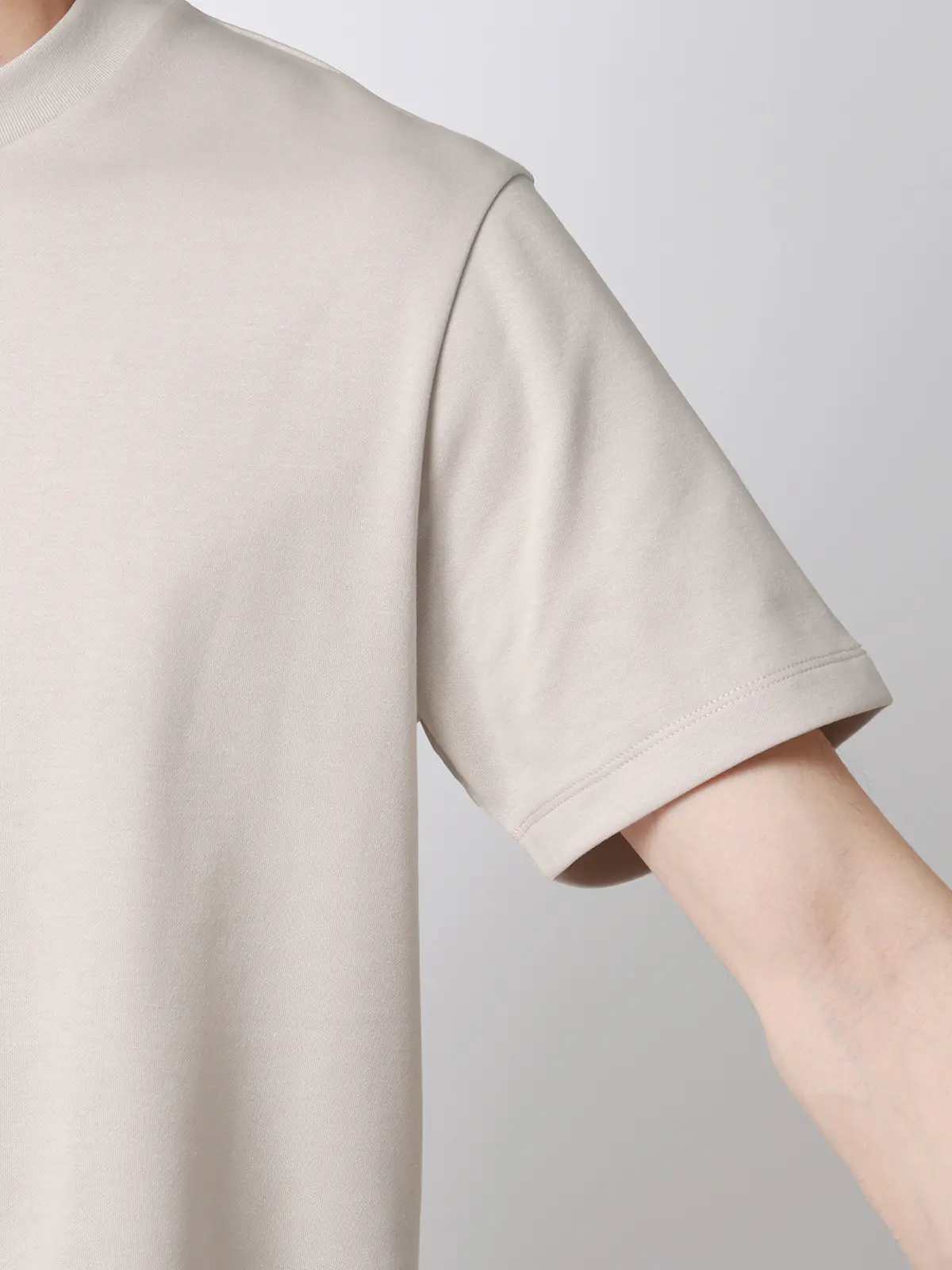 Tシャツ/半袖/ウォッシャブル/吸水速乾/UVカット/プレーティング天竺/無地 ライトグレー M