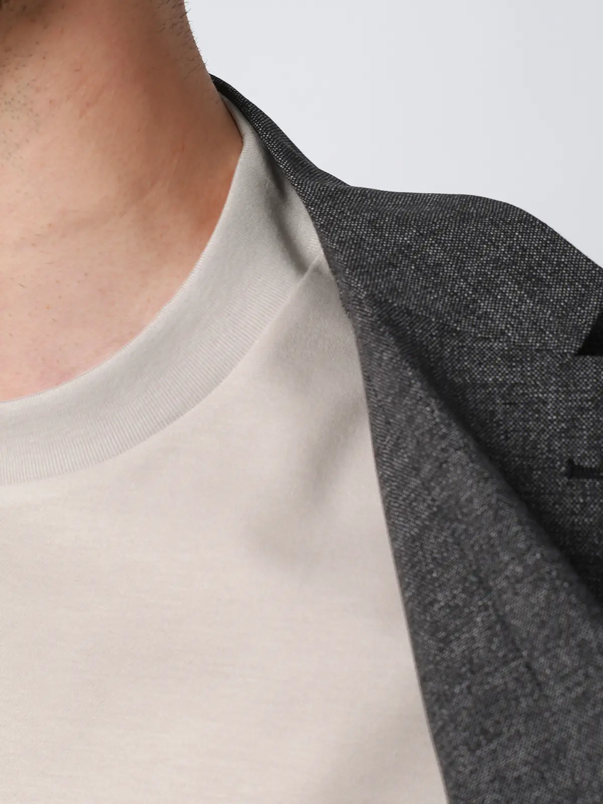 Tシャツ/半袖/ウォッシャブル/吸水速乾/UVカット/プレーティング天竺/無地 ライトグレー M