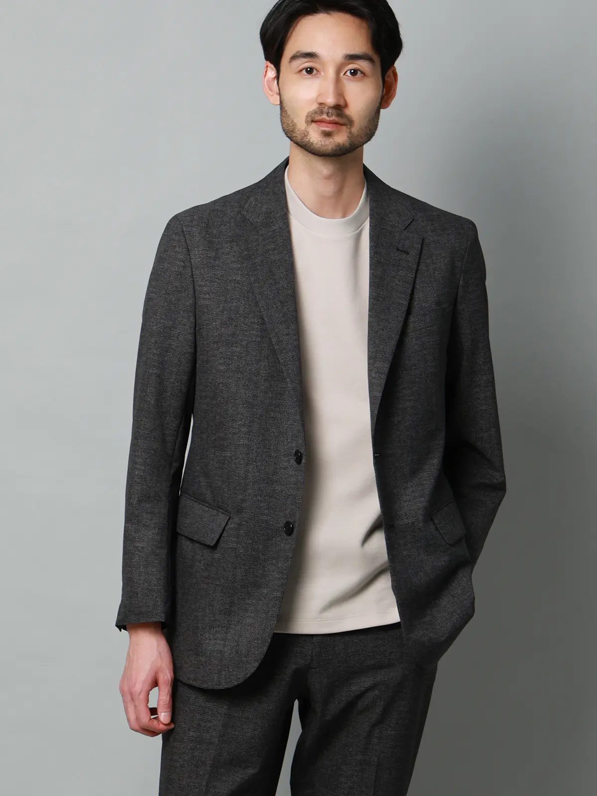 Tシャツ/半袖/ウォッシャブル/吸水速乾/UVカット/プレーティング天竺/無地 ライトグレー M