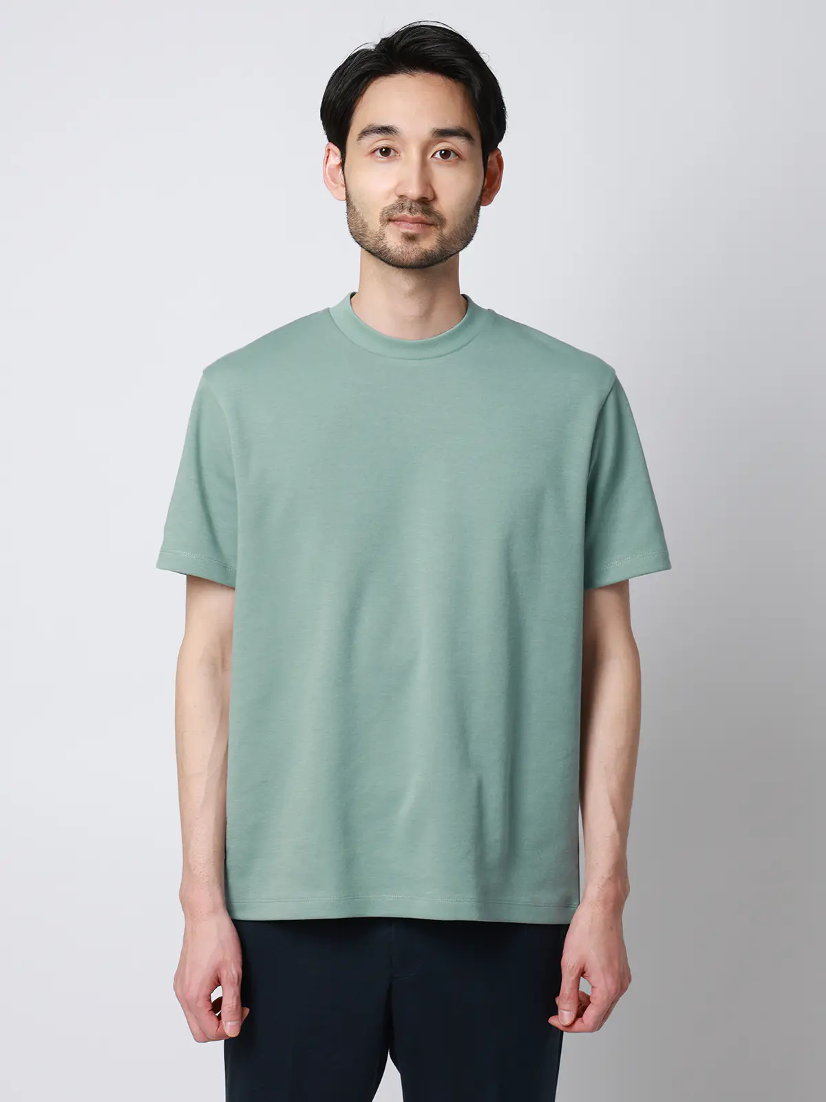 Tシャツ／半袖／ウォッシャブル／吸水速乾／UVカット／プレーティング天竺／無地 グリーン S