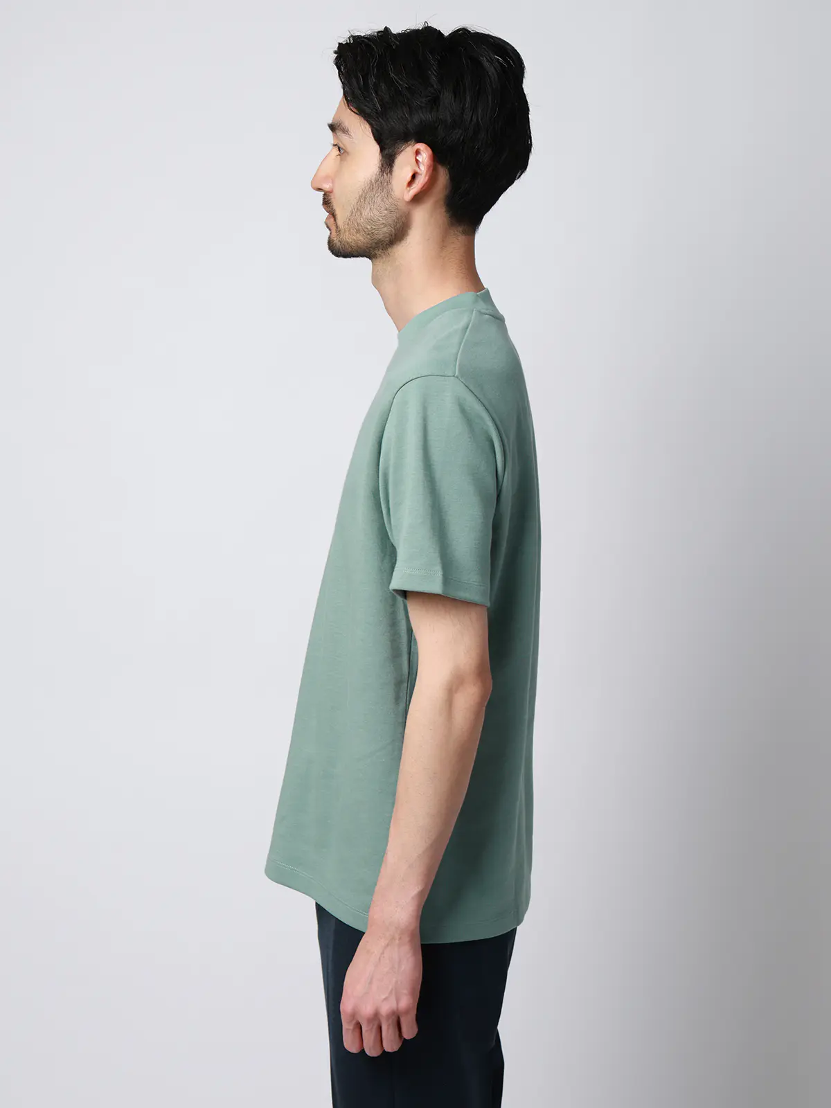 Tシャツ／半袖／ウォッシャブル／吸水速乾／UVカット／プレーティング天竺／無地 グリーン S