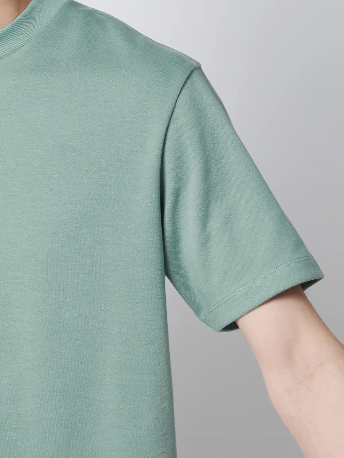 Tシャツ／半袖／ウォッシャブル／吸水速乾／UVカット／プレーティング天竺／無地 グリーン S