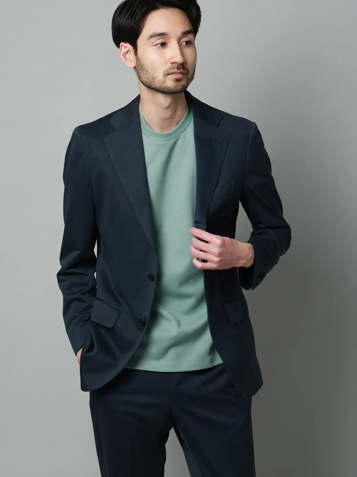 Tシャツ／半袖／ウォッシャブル／吸水速乾／UVカット／プレーティング天竺／無地 グリーン S