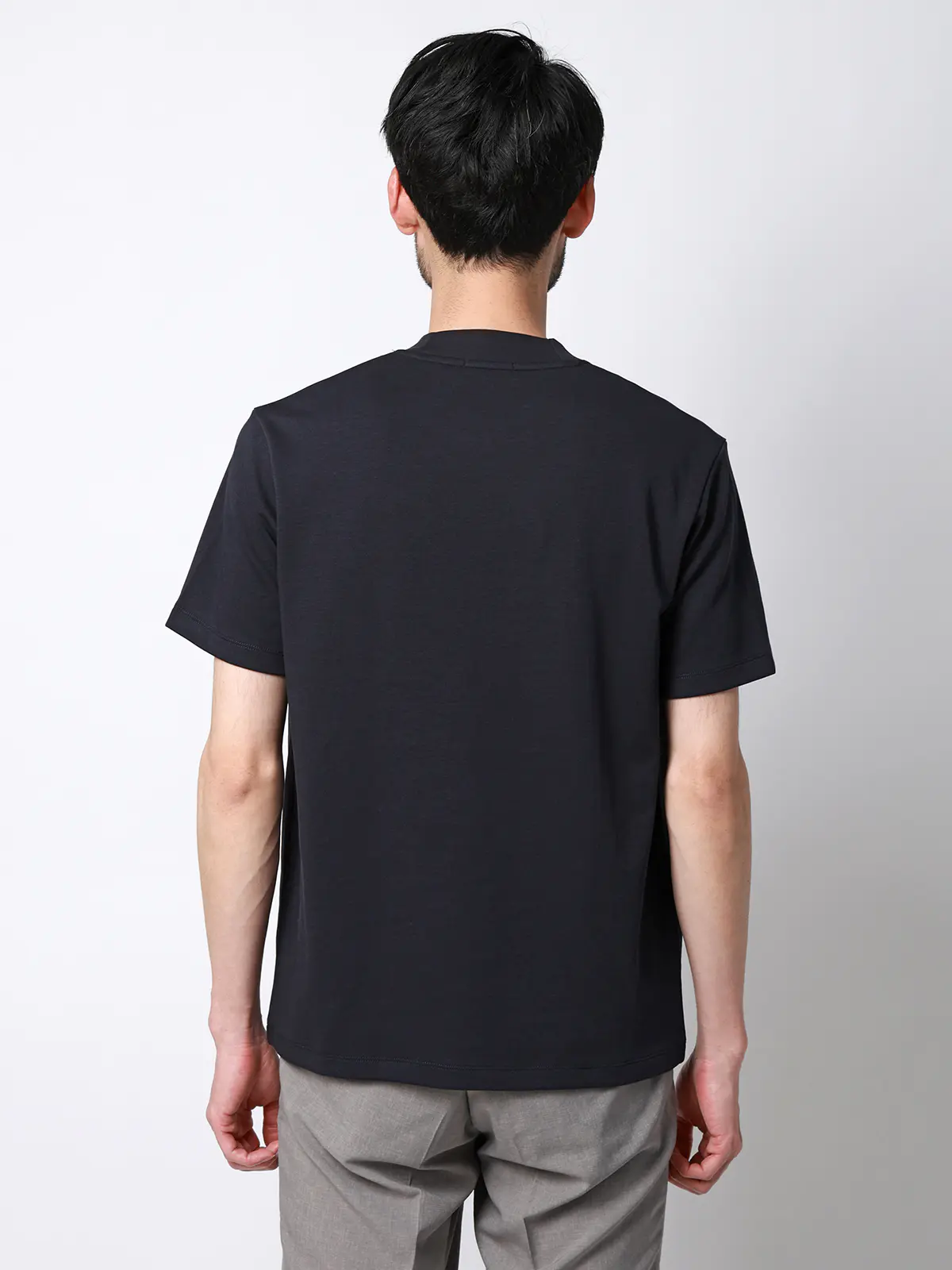 Tシャツ／半袖／ウォッシャブル／吸水速乾／UVカット／プレーティング天竺／無地 ネイビー S