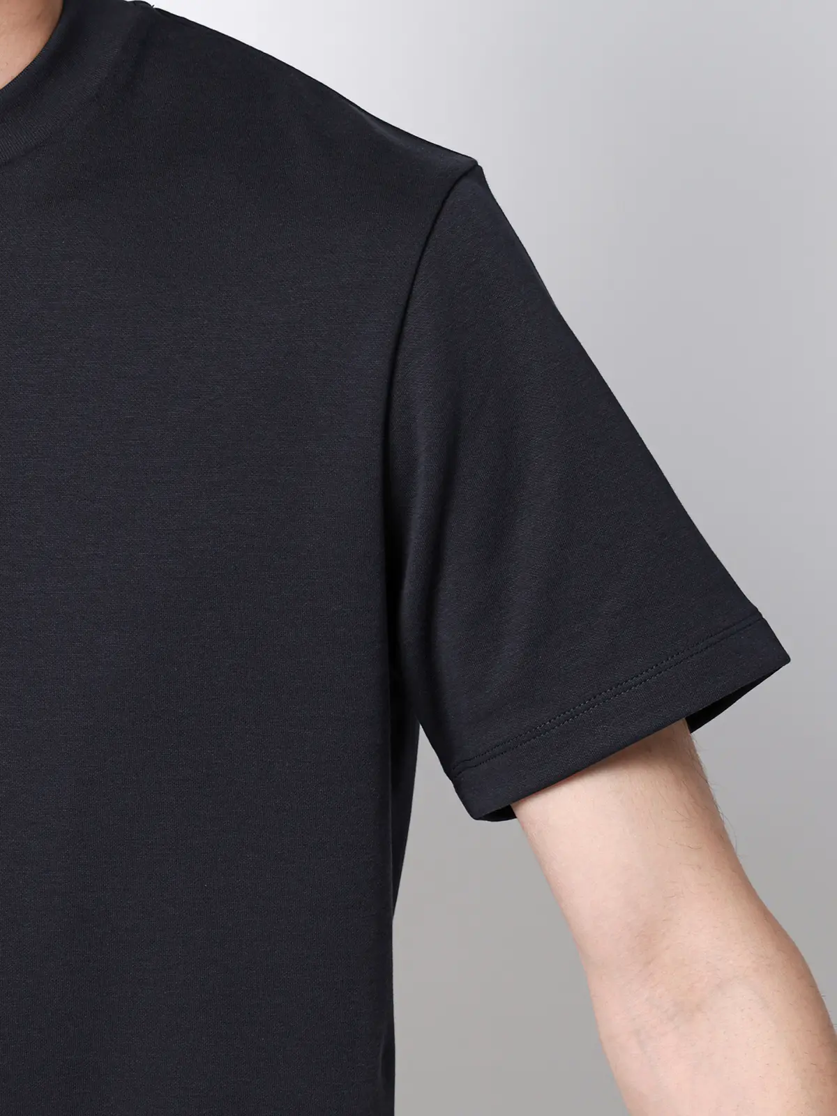 Tシャツ／半袖／ウォッシャブル／吸水速乾／UVカット／プレーティング天竺／無地 ネイビー S