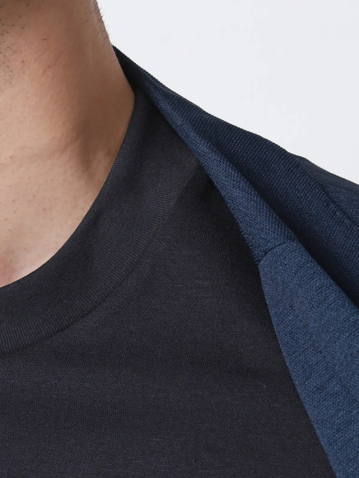 Tシャツ／半袖／ウォッシャブル／吸水速乾／UVカット／プレーティング天竺／無地 ネイビー S