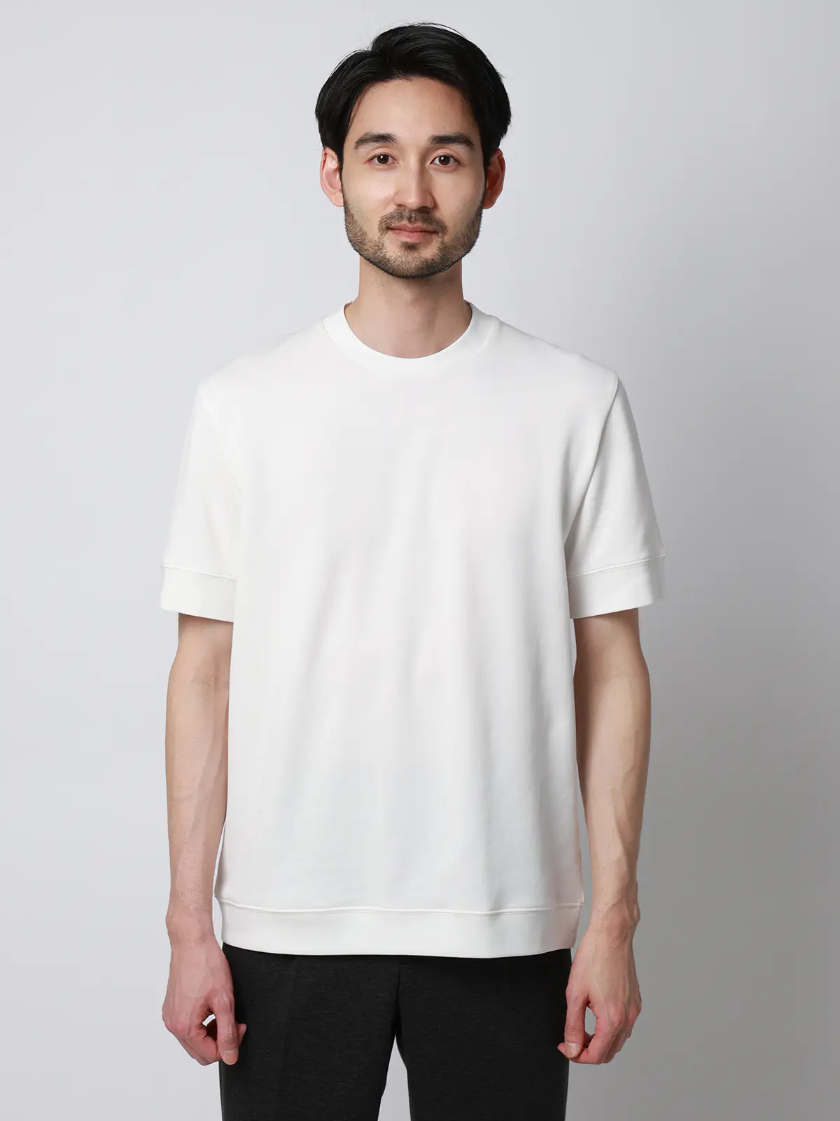 Tシャツ／半袖／ウォッシャブル／吸水速乾／UVカット／プレーティング鹿の子／無地 ホワイト S