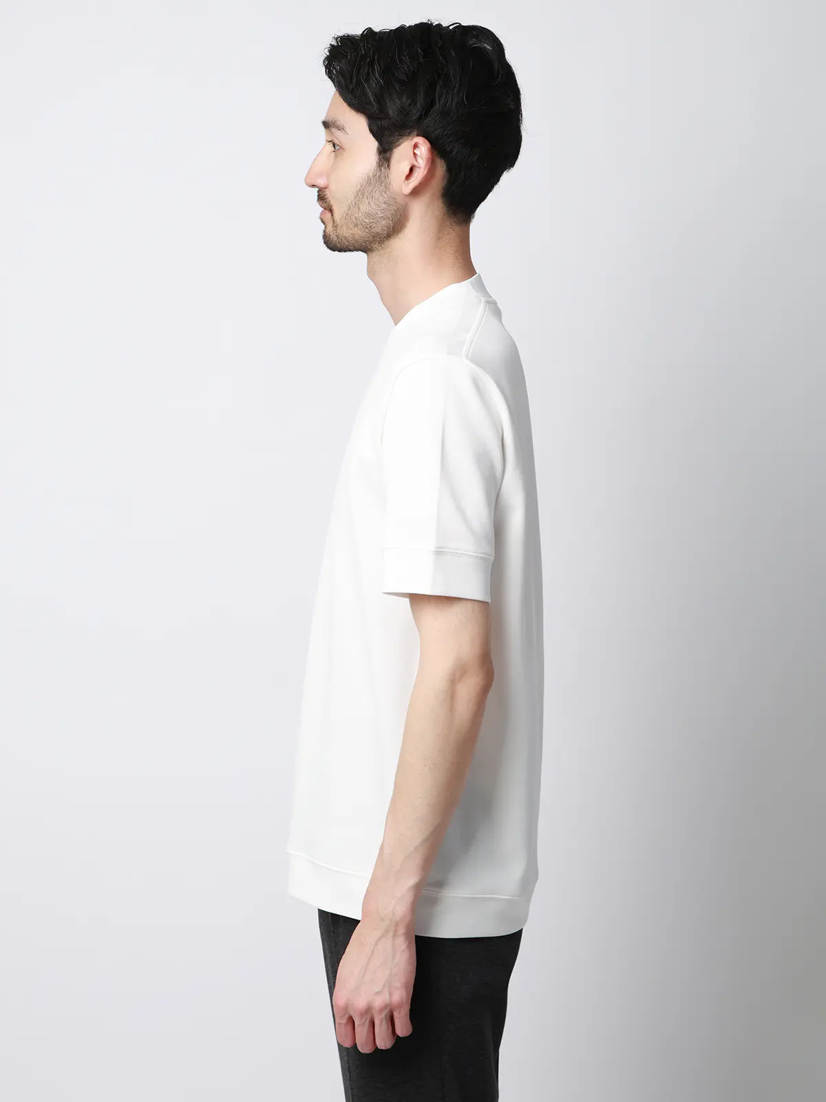 Tシャツ／半袖／ウォッシャブル／吸水速乾／UVカット／プレーティング鹿の子／無地 ホワイト S