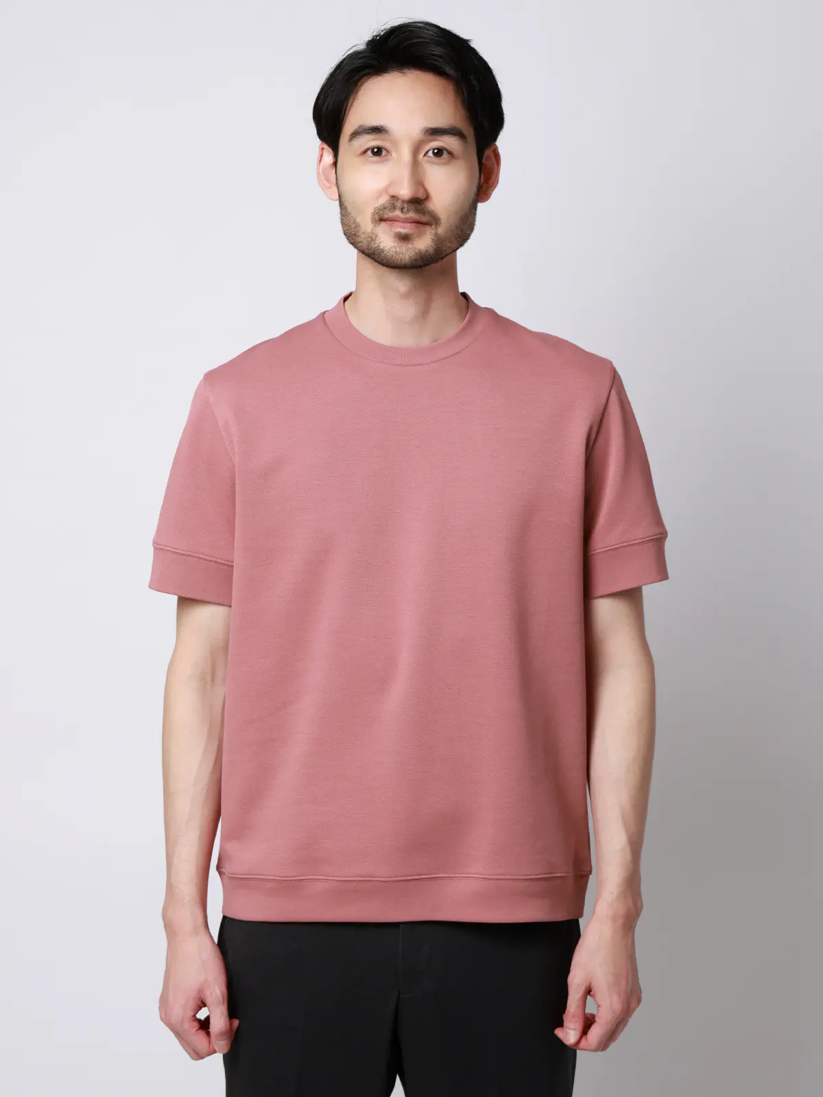 Tシャツ／半袖／ウォッシャブル／吸水速乾／UVカット／プレーティング鹿の子／無地 ピンク S