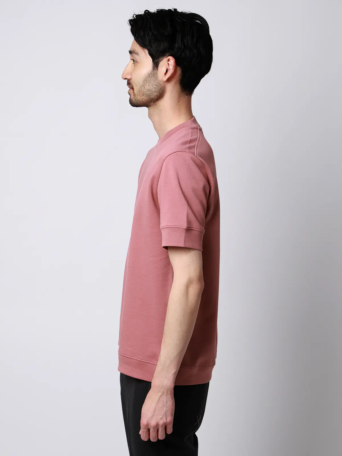 Tシャツ／半袖／ウォッシャブル／吸水速乾／UVカット／プレーティング鹿の子／無地 ピンク S