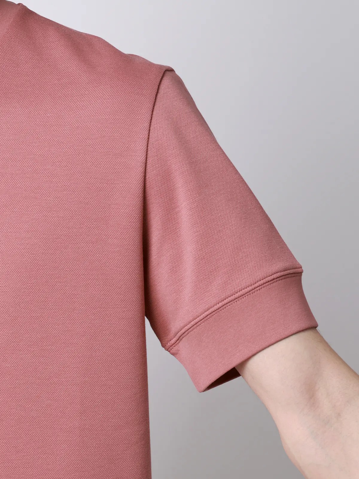 Tシャツ／半袖／ウォッシャブル／吸水速乾／UVカット／プレーティング鹿の子／無地 ピンク S