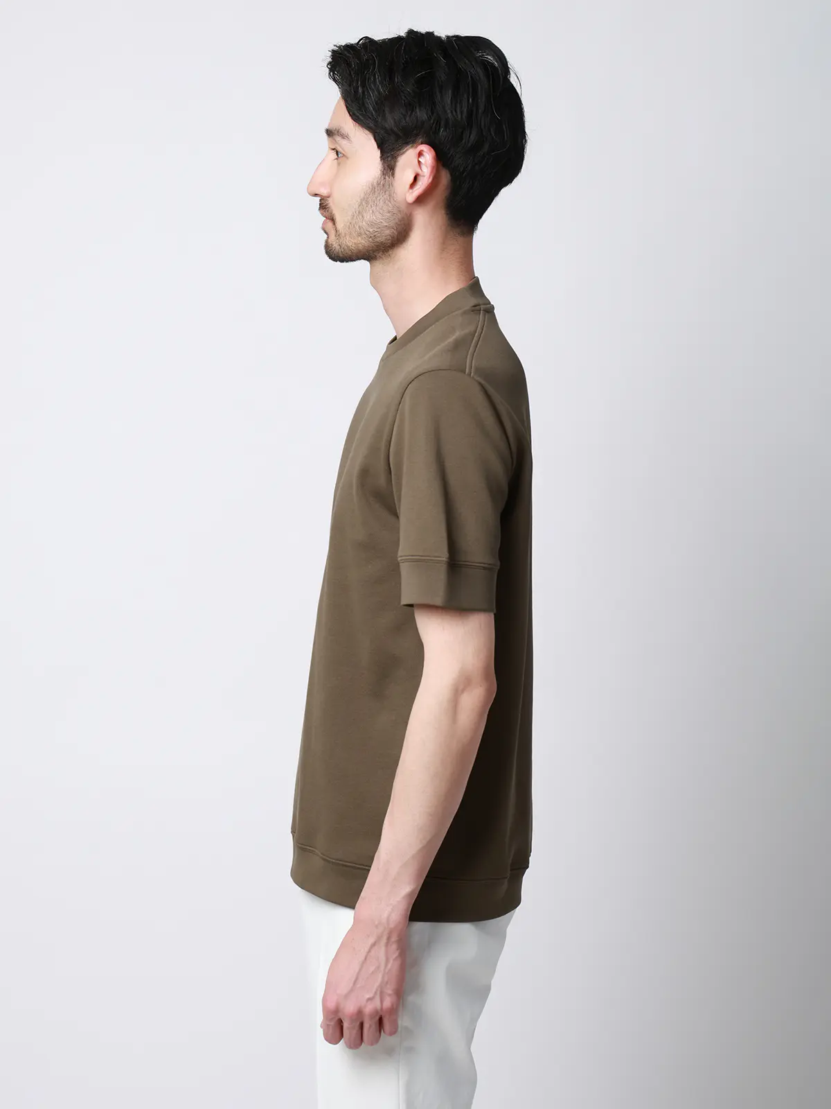 Tシャツ／半袖／ウォッシャブル／吸水速乾／UVカット／プレーティング鹿の子／無地 ブラウン S