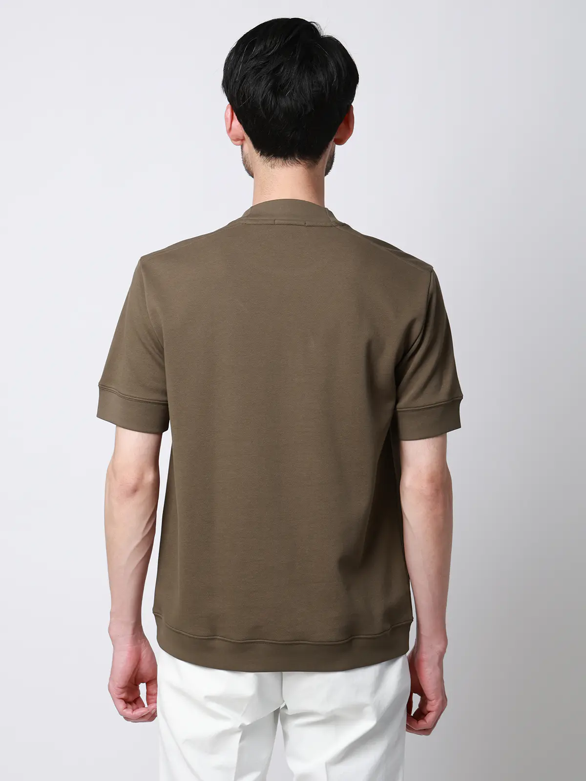 Tシャツ／半袖／ウォッシャブル／吸水速乾／UVカット／プレーティング鹿の子／無地 ブラウン S