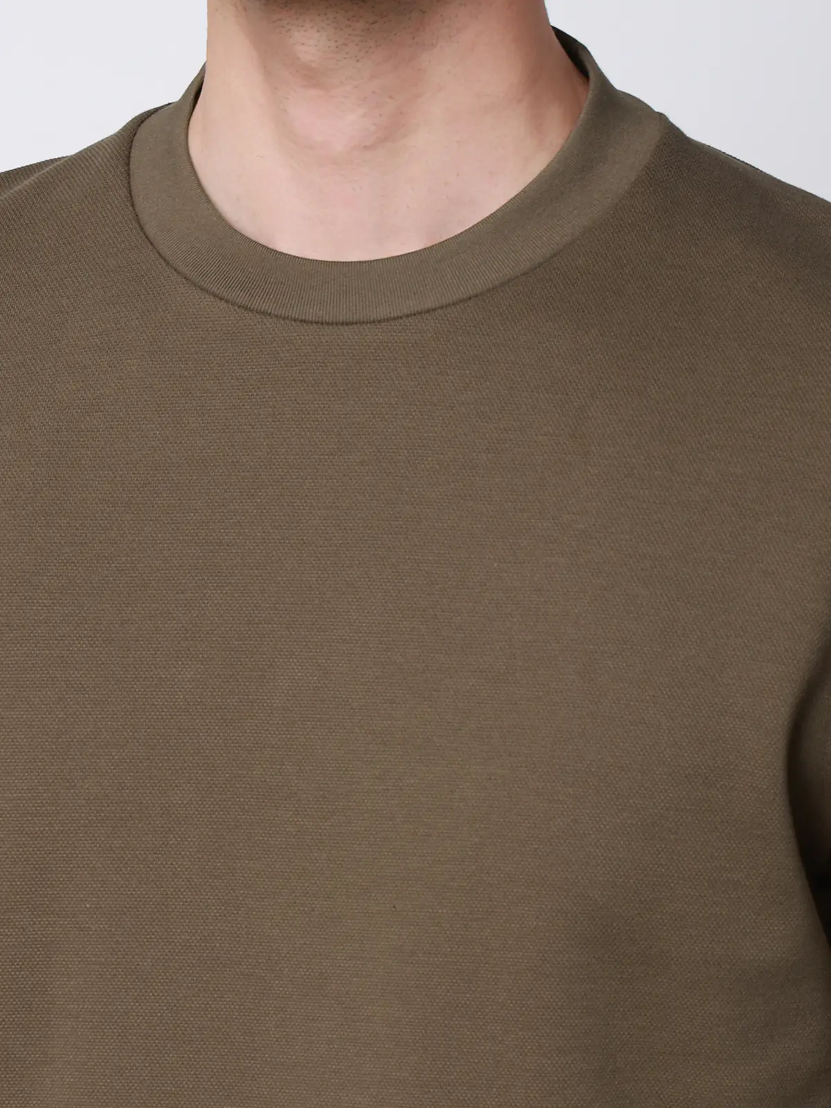 Tシャツ／半袖／ウォッシャブル／吸水速乾／UVカット／プレーティング鹿の子／無地 ブラウン S