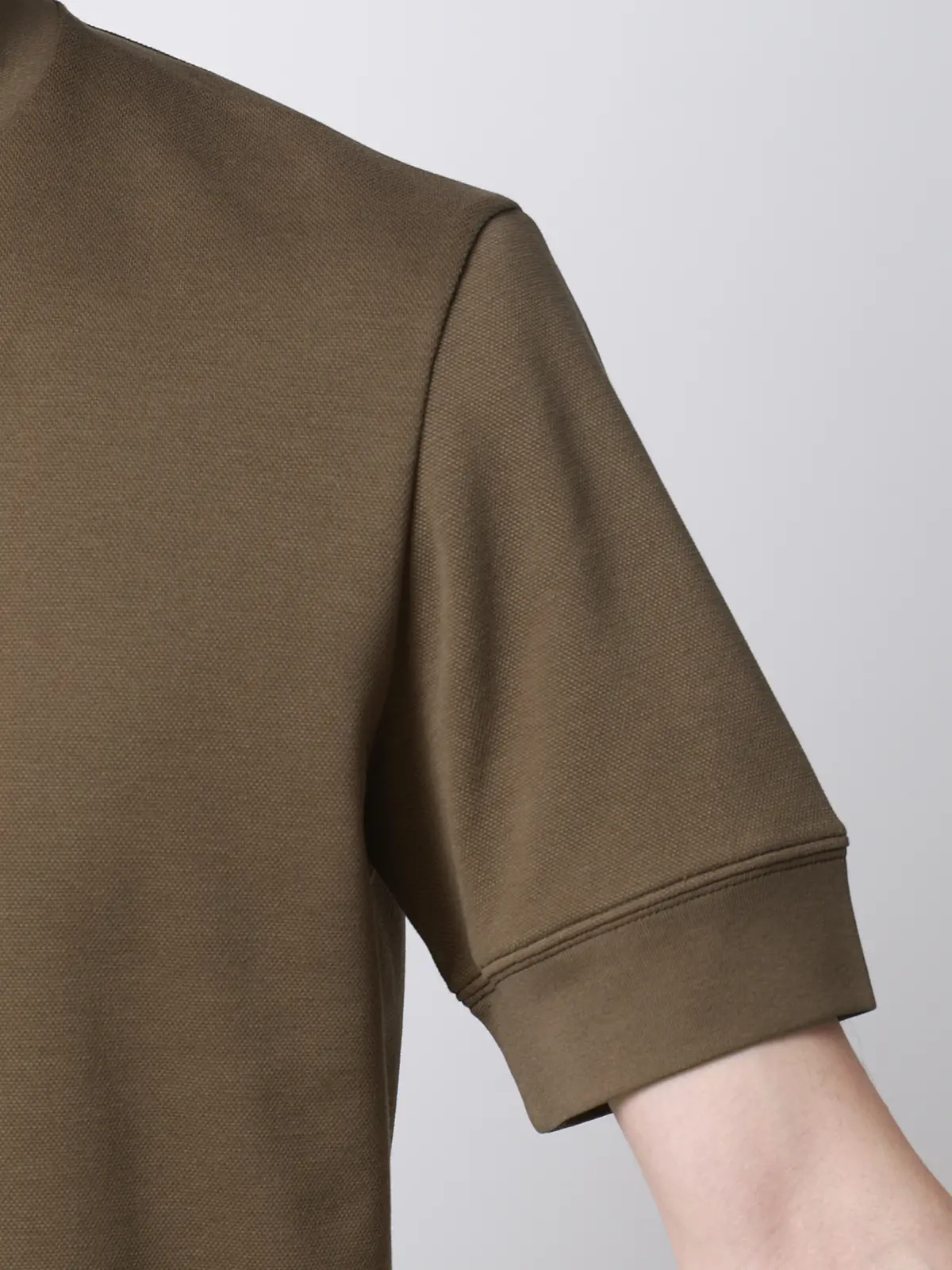 Tシャツ／半袖／ウォッシャブル／吸水速乾／UVカット／プレーティング鹿の子／無地 ブラウン S