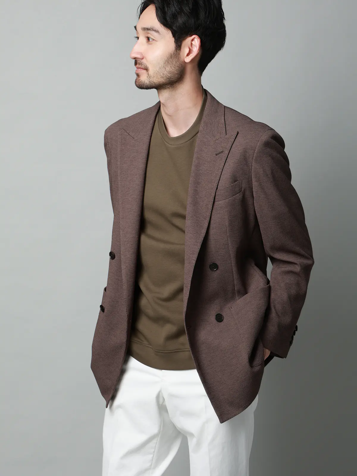 Tシャツ／半袖／ウォッシャブル／吸水速乾／UVカット／プレーティング鹿の子／無地 ブラウン S