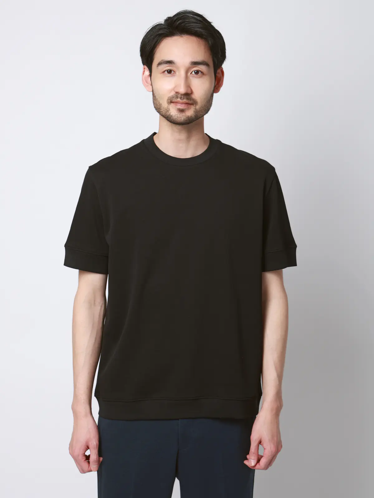 Tシャツ/半袖/ウォッシャブル/吸水速乾/UVカット/プレーティング鹿の子/無地 ブラック S