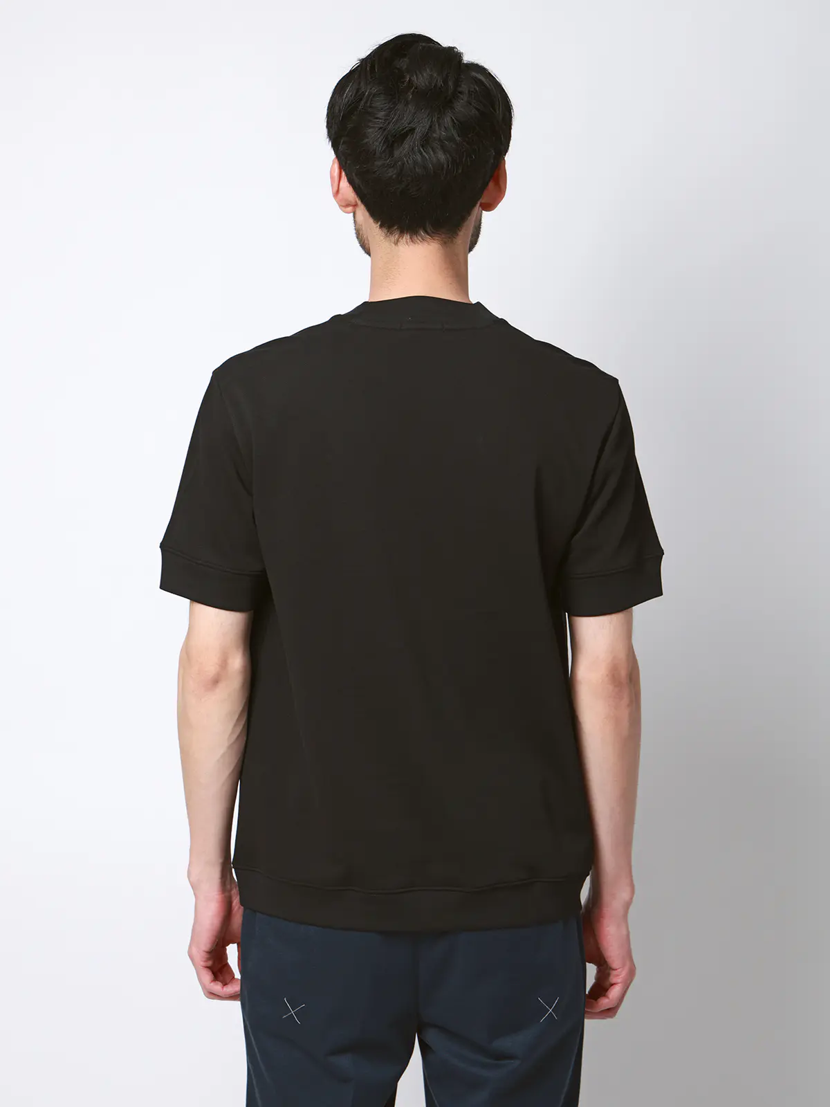 Tシャツ/半袖/ウォッシャブル/吸水速乾/UVカット/プレーティング鹿の子/無地 ブラック S