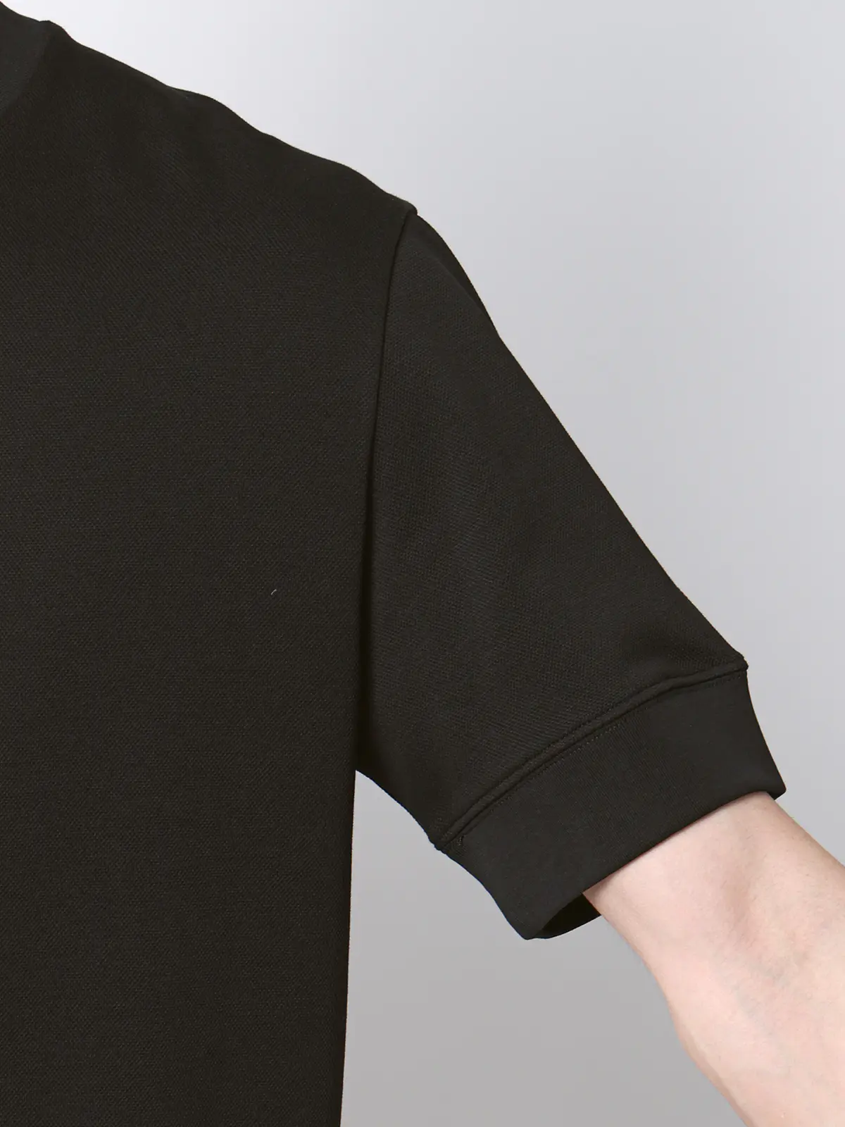 Tシャツ/半袖/ウォッシャブル/吸水速乾/UVカット/プレーティング鹿の子/無地 ブラック S