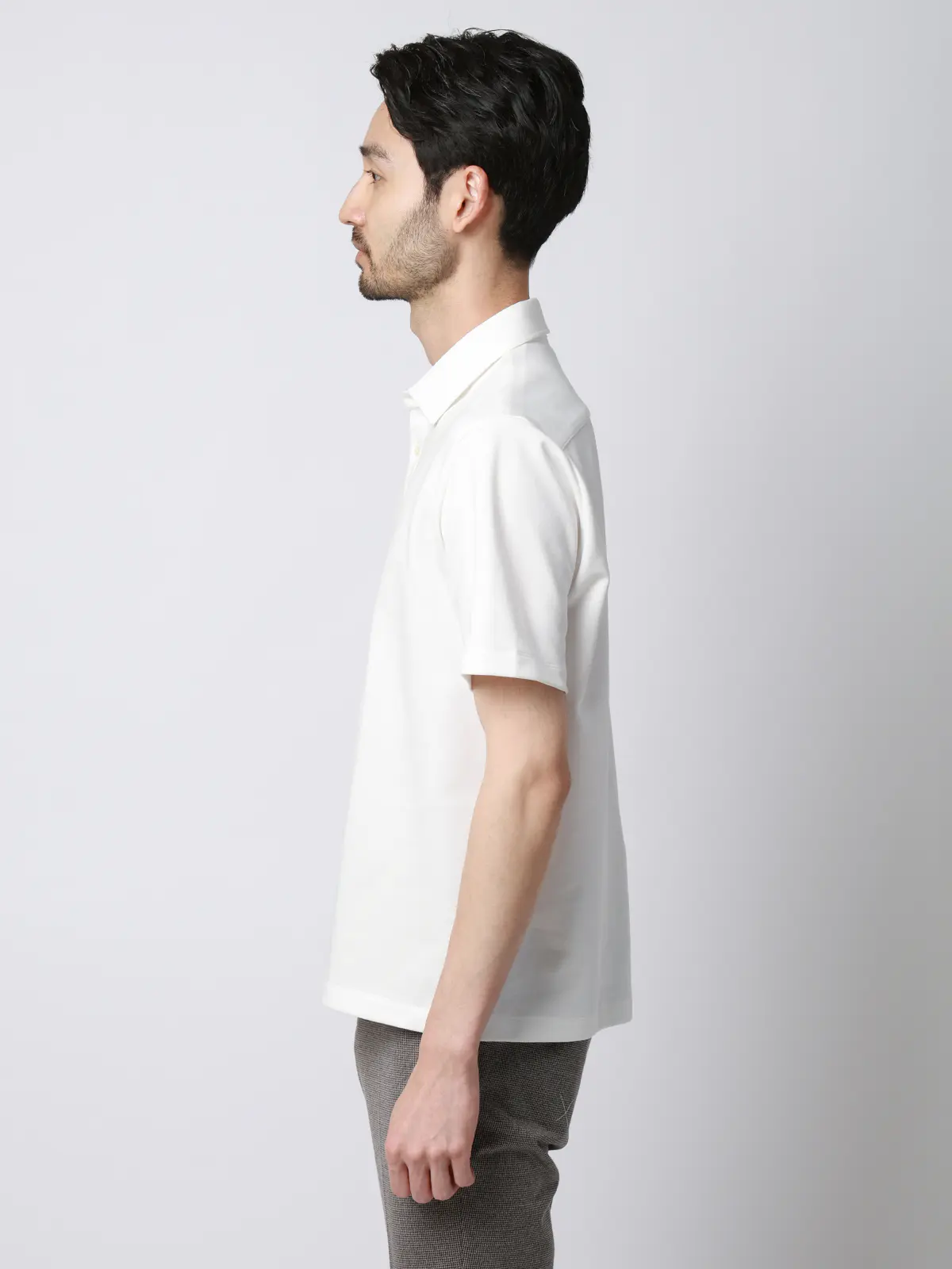 ポロシャツ／半袖／ウォッシャブル／吸水速乾／UVカット／プレーティング天竺／無地 ホワイト S