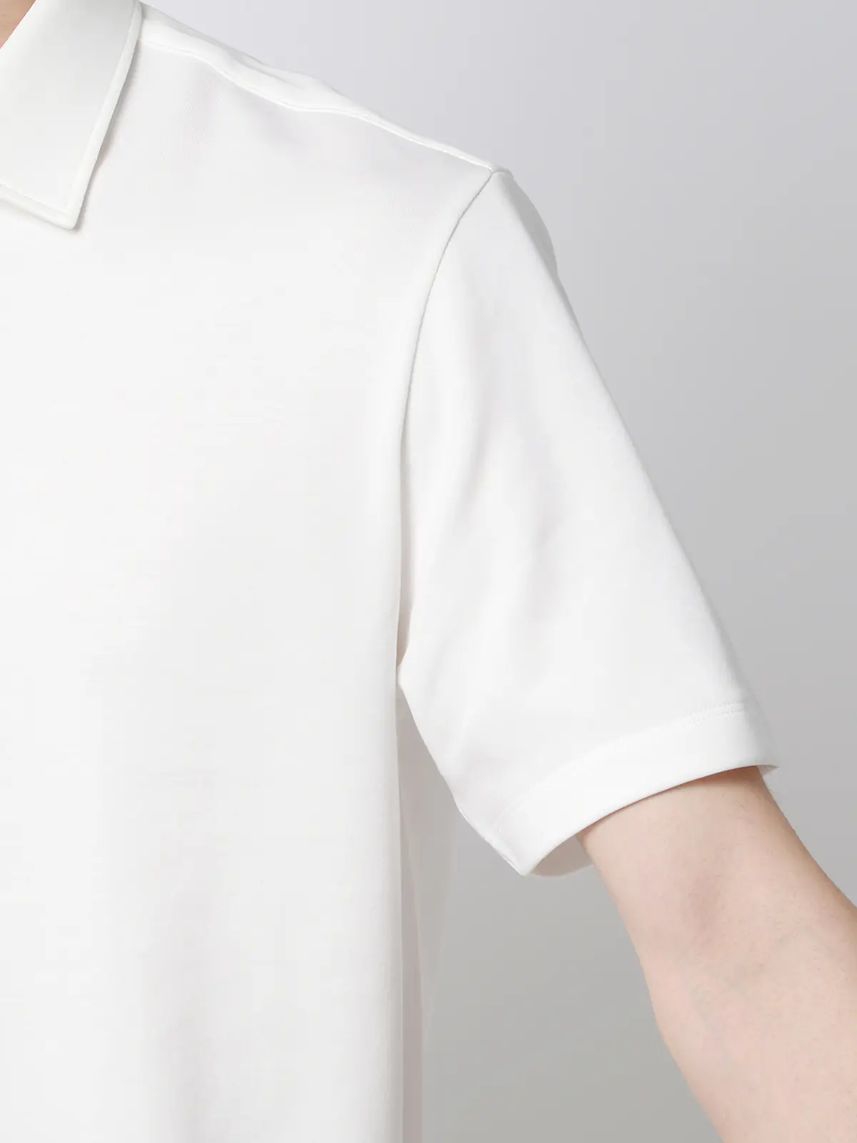 ポロシャツ／半袖／ウォッシャブル／吸水速乾／UVカット／プレーティング天竺／無地 ホワイト S