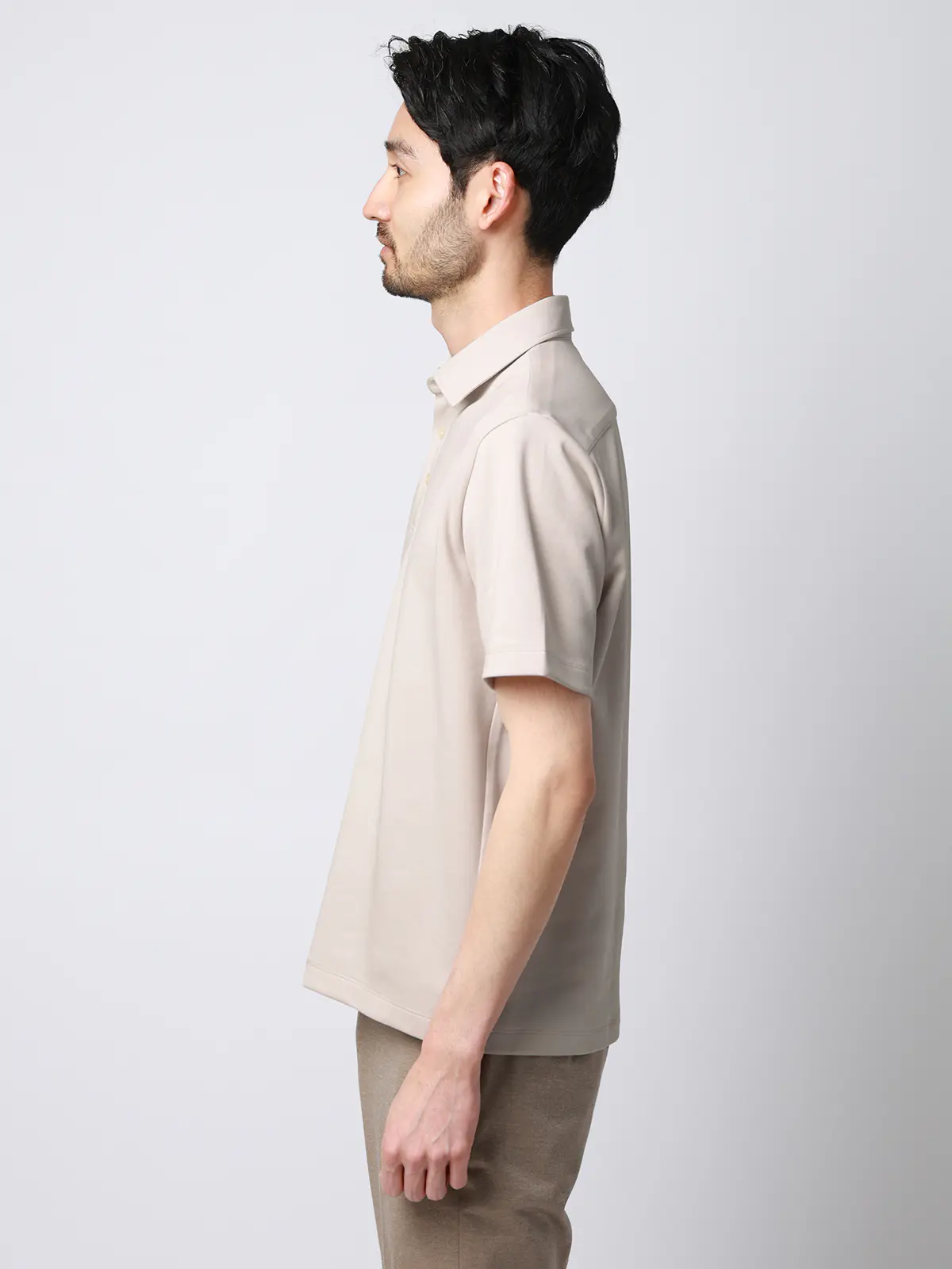 ポロシャツ／半袖／ウォッシャブル／吸水速乾／UVカット／プレーティング天竺／無地 ライトグレー S