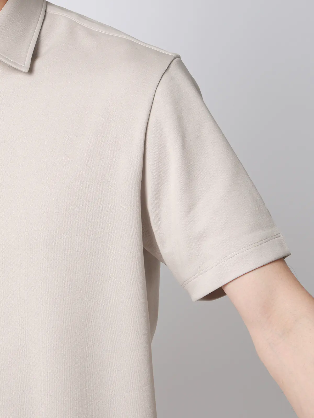 ポロシャツ／半袖／ウォッシャブル／吸水速乾／UVカット／プレーティング天竺／無地 ライトグレー S