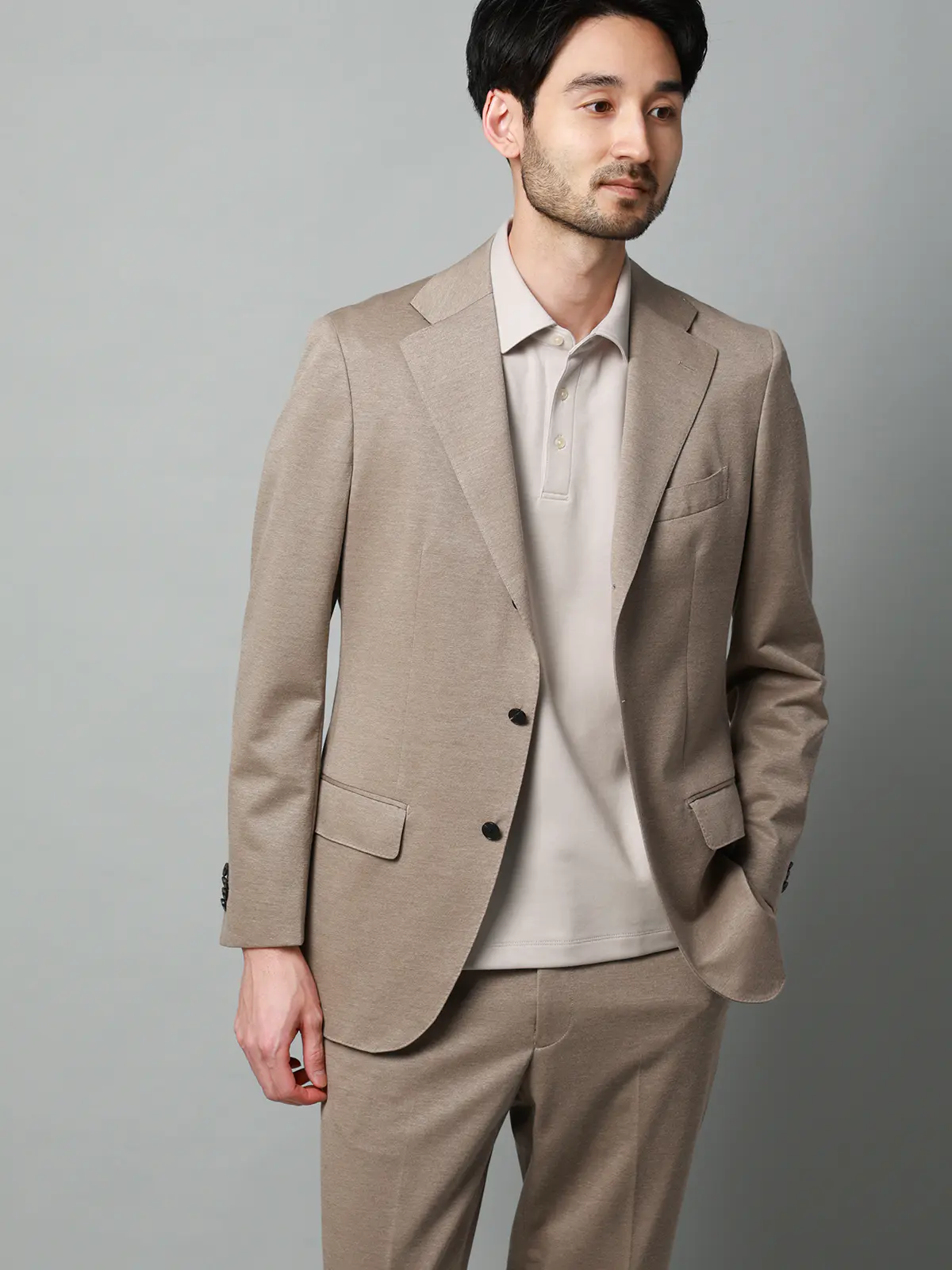 ポロシャツ／半袖／ウォッシャブル／吸水速乾／UVカット／プレーティング天竺／無地 ライトグレー S