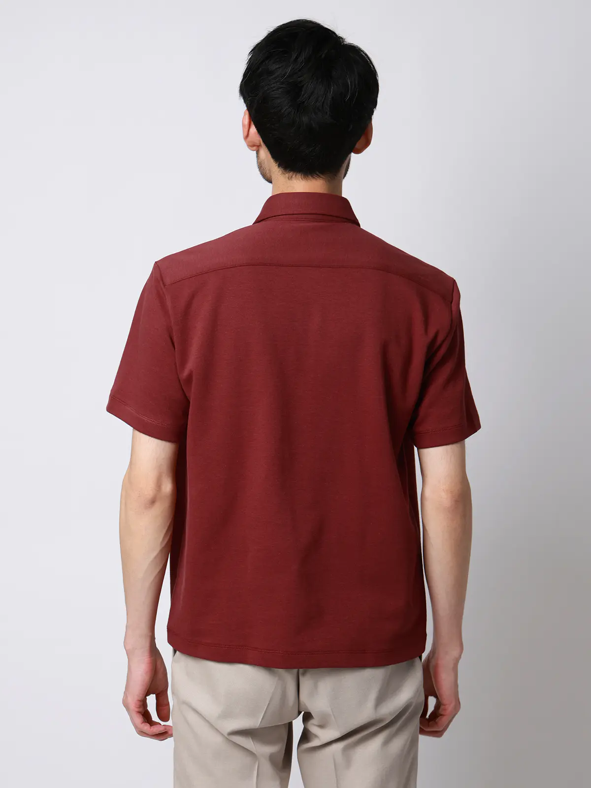 ポロシャツ/半袖/ウォッシャブル/吸水速乾/UVカット/プレーティング天竺/無地 ブラウン S