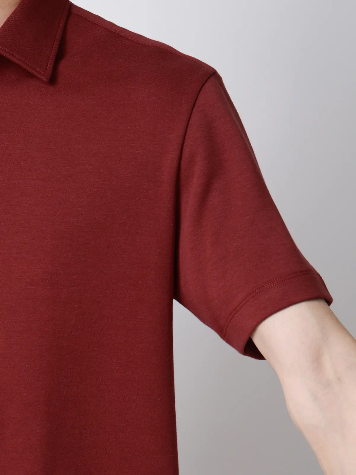 ポロシャツ/半袖/ウォッシャブル/吸水速乾/UVカット/プレーティング天竺/無地 ブラウン S