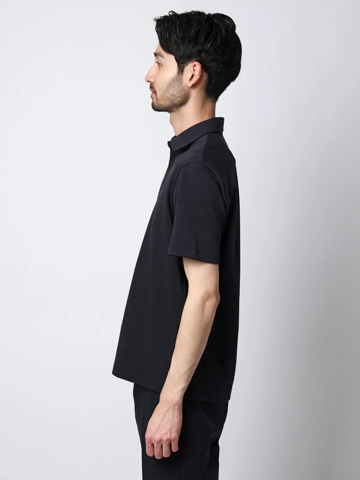 ポロシャツ／半袖／ウォッシャブル／吸水速乾／UVカット／プレーティング天竺／無地 ネイビー S