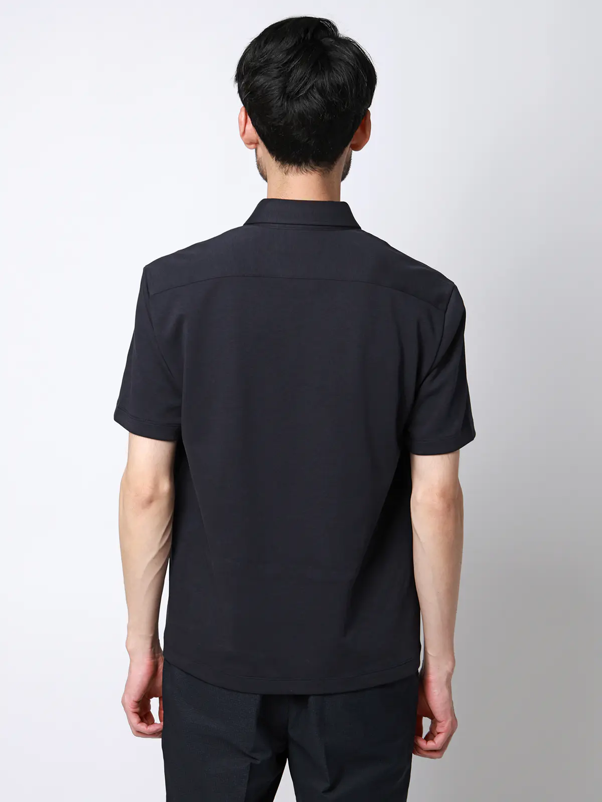 ポロシャツ／半袖／ウォッシャブル／吸水速乾／UVカット／プレーティング天竺／無地 ネイビー S