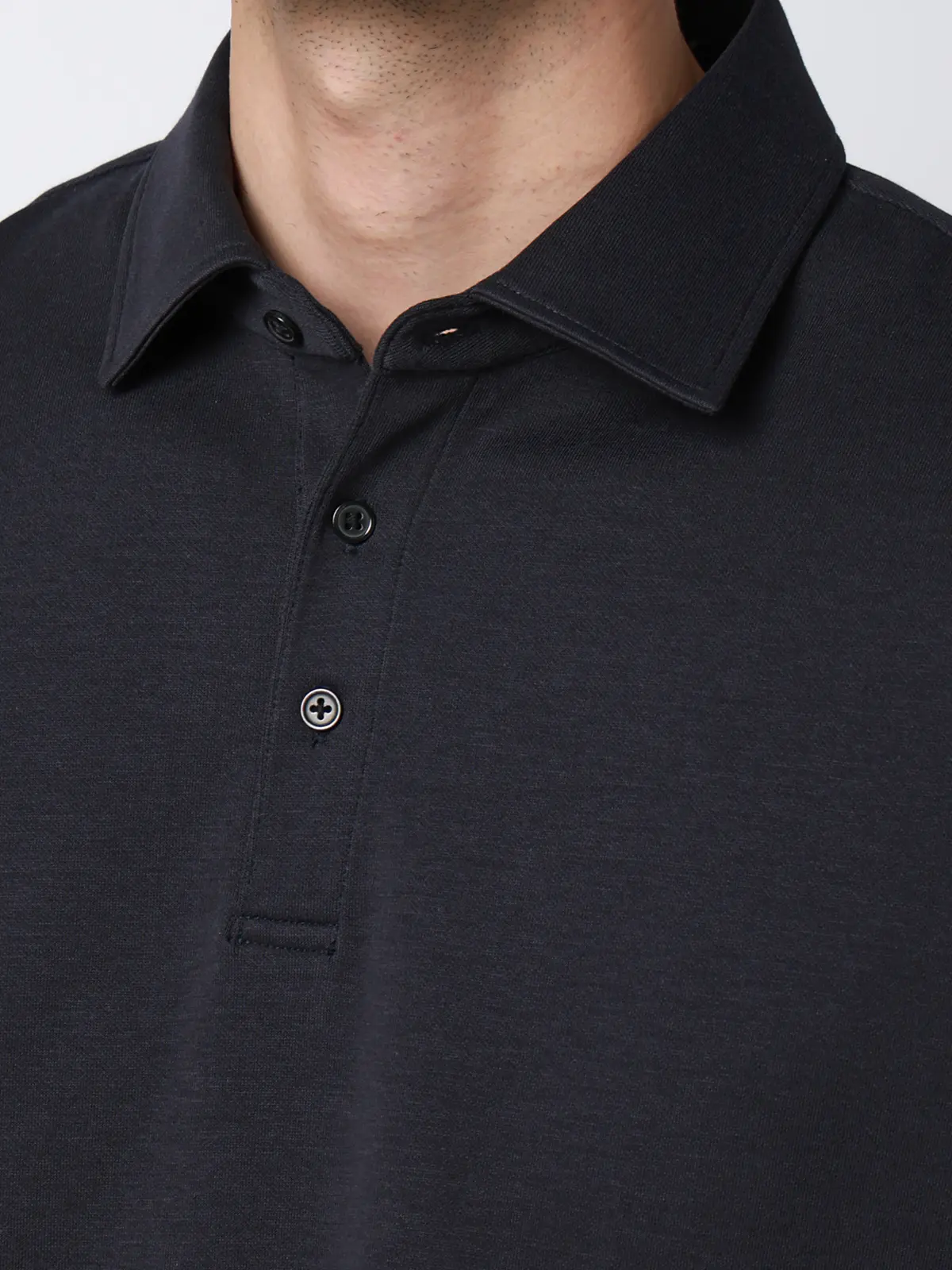 ポロシャツ／半袖／ウォッシャブル／吸水速乾／UVカット／プレーティング天竺／無地 ネイビー S