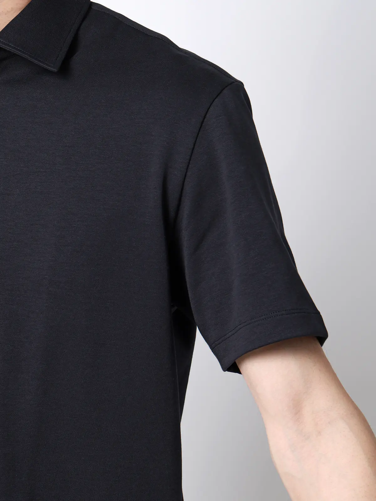 ポロシャツ／半袖／ウォッシャブル／吸水速乾／UVカット／プレーティング天竺／無地 ネイビー S