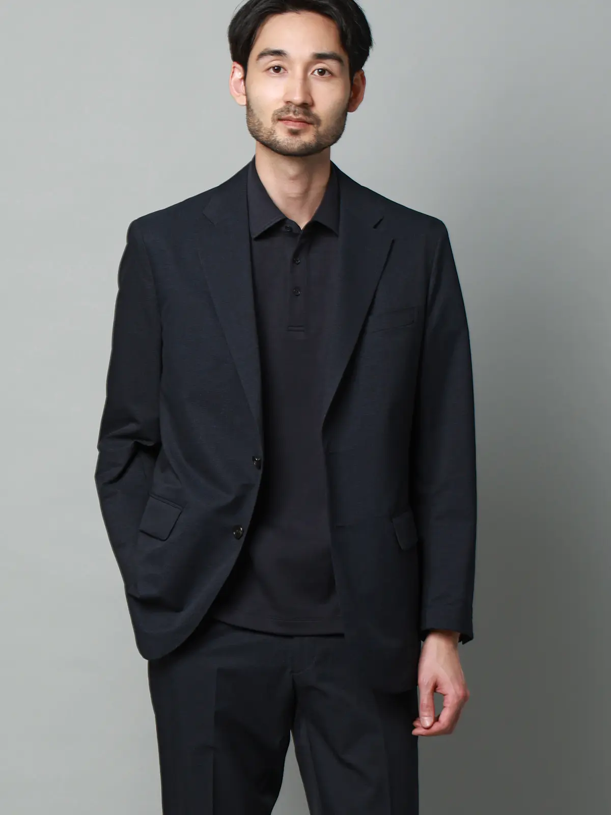 ポロシャツ／半袖／ウォッシャブル／吸水速乾／UVカット／プレーティング天竺／無地 ネイビー S