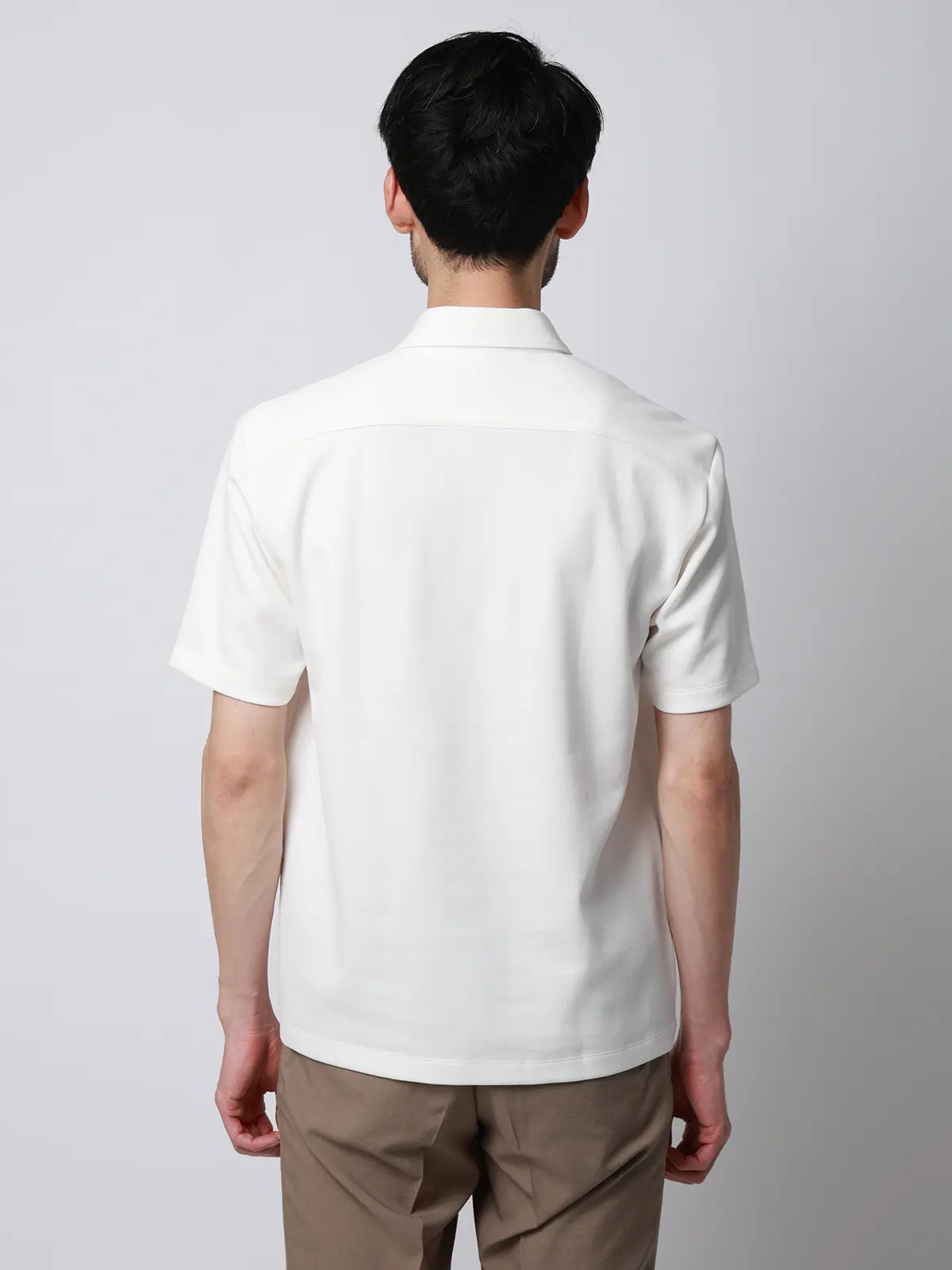 ポロシャツ/半袖/ウォッシャブル/吸水速乾/UVカット/プレーティング鹿の子/無地 ホワイト S