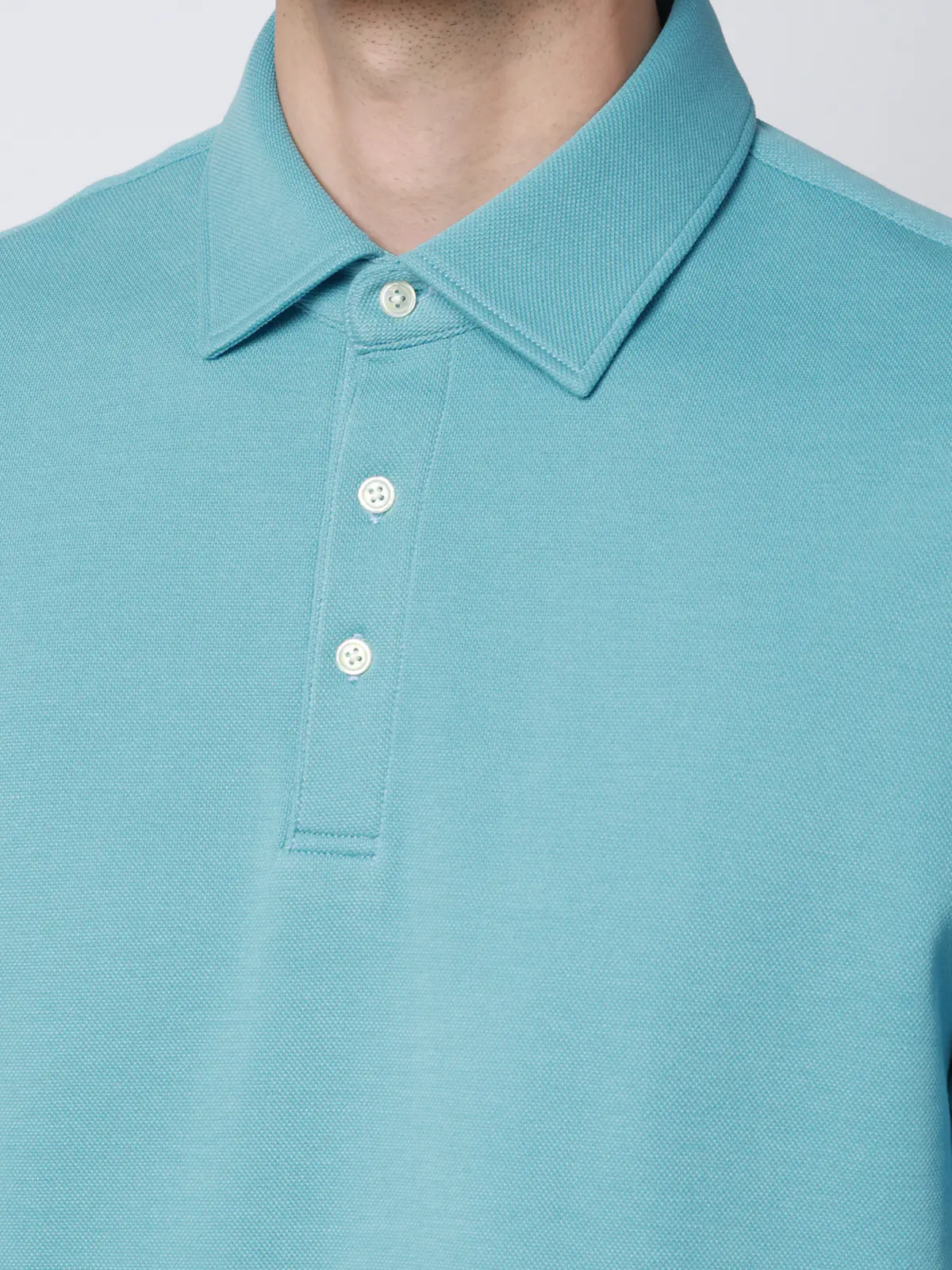 ポロシャツ/半袖/ウォッシャブル/吸水速乾/UVカット/プレーティング鹿の子/無地 ブルー S