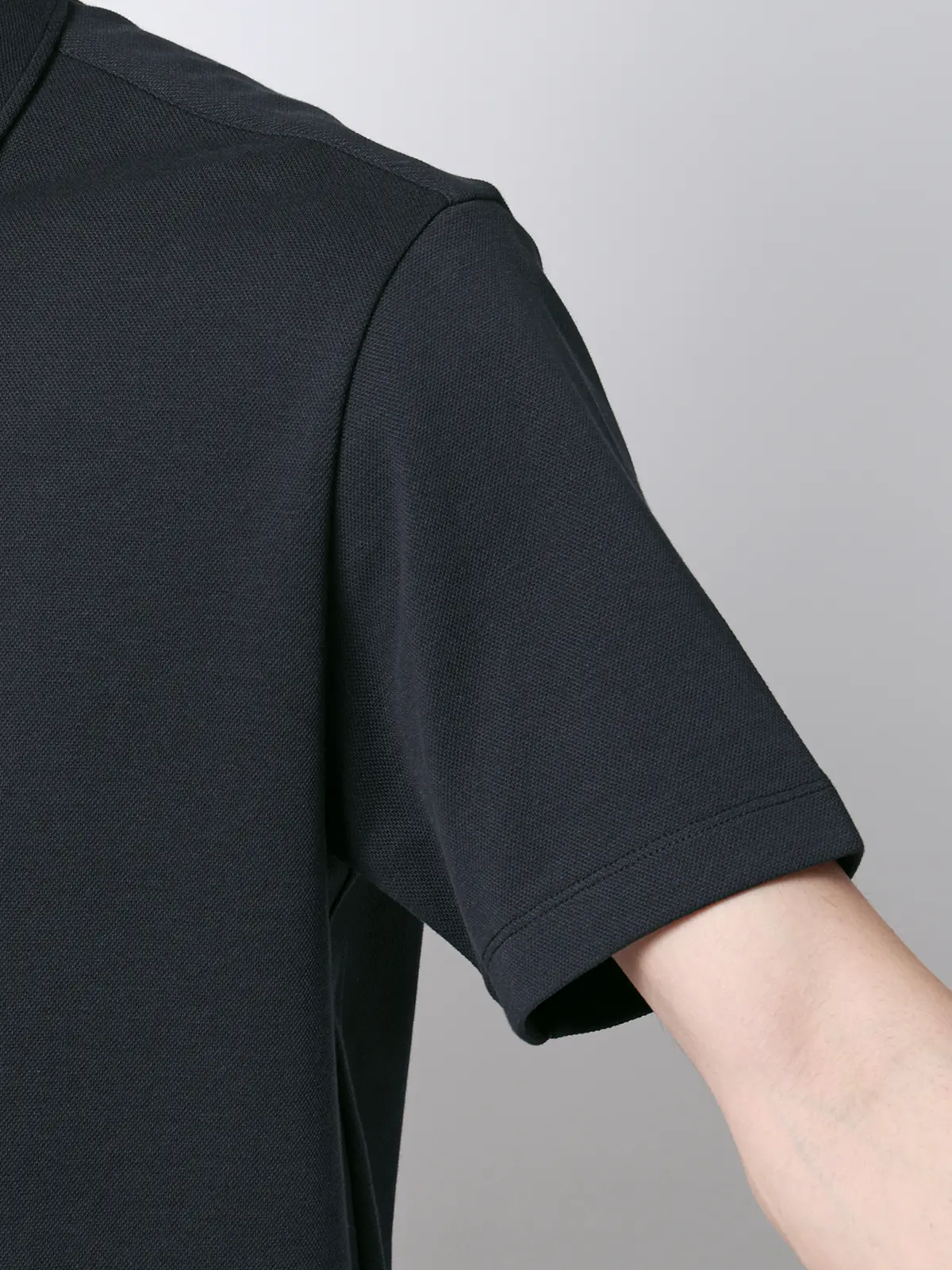 ポロシャツ／半袖／ウォッシャブル／吸水速乾／UVカット／プレーティング鹿の子／無地 ネイビー S