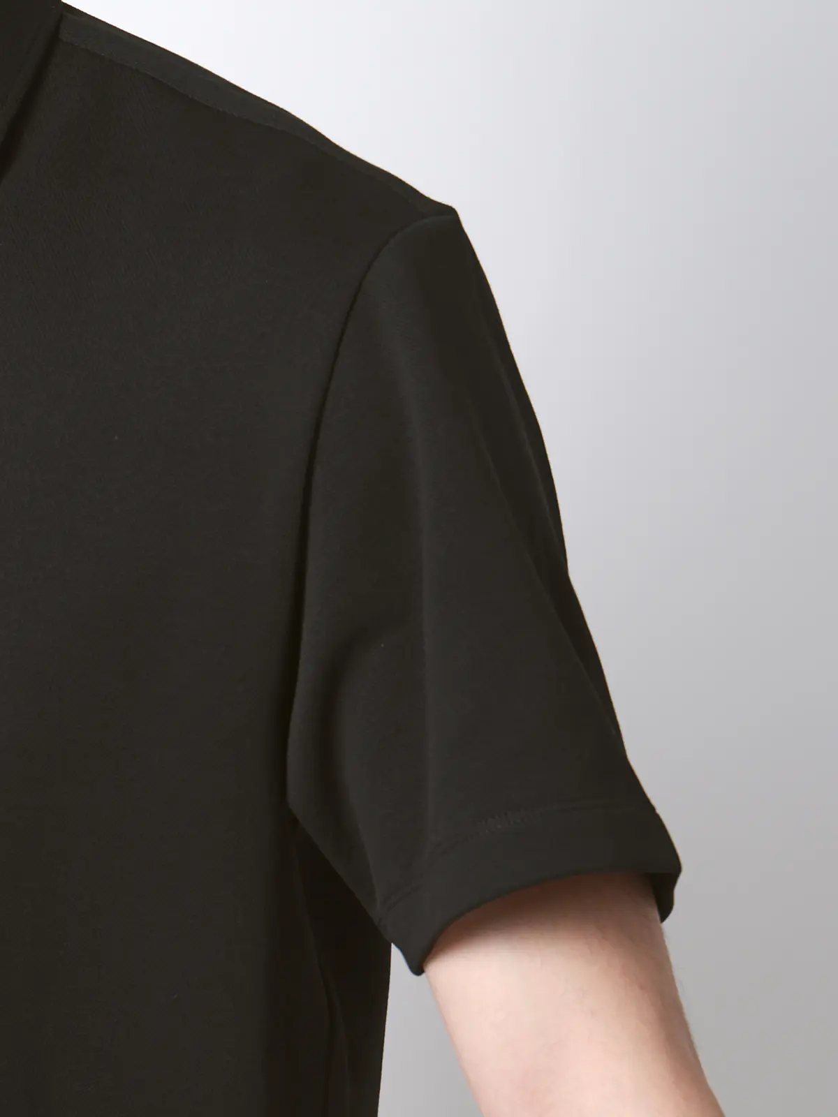 ポロシャツ／半袖／ウォッシャブル／吸水速乾／UVカット／プレーティング鹿の子／無地 ブラック S