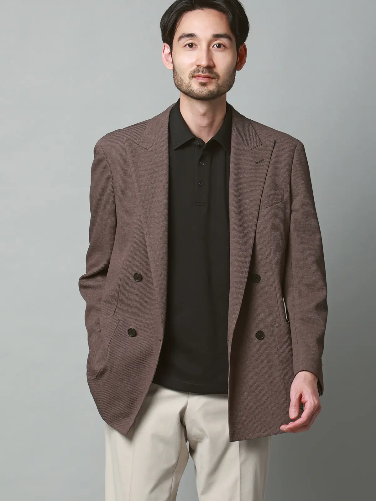 ポロシャツ／半袖／ウォッシャブル／吸水速乾／UVカット／プレーティング鹿の子／無地 ブラック S