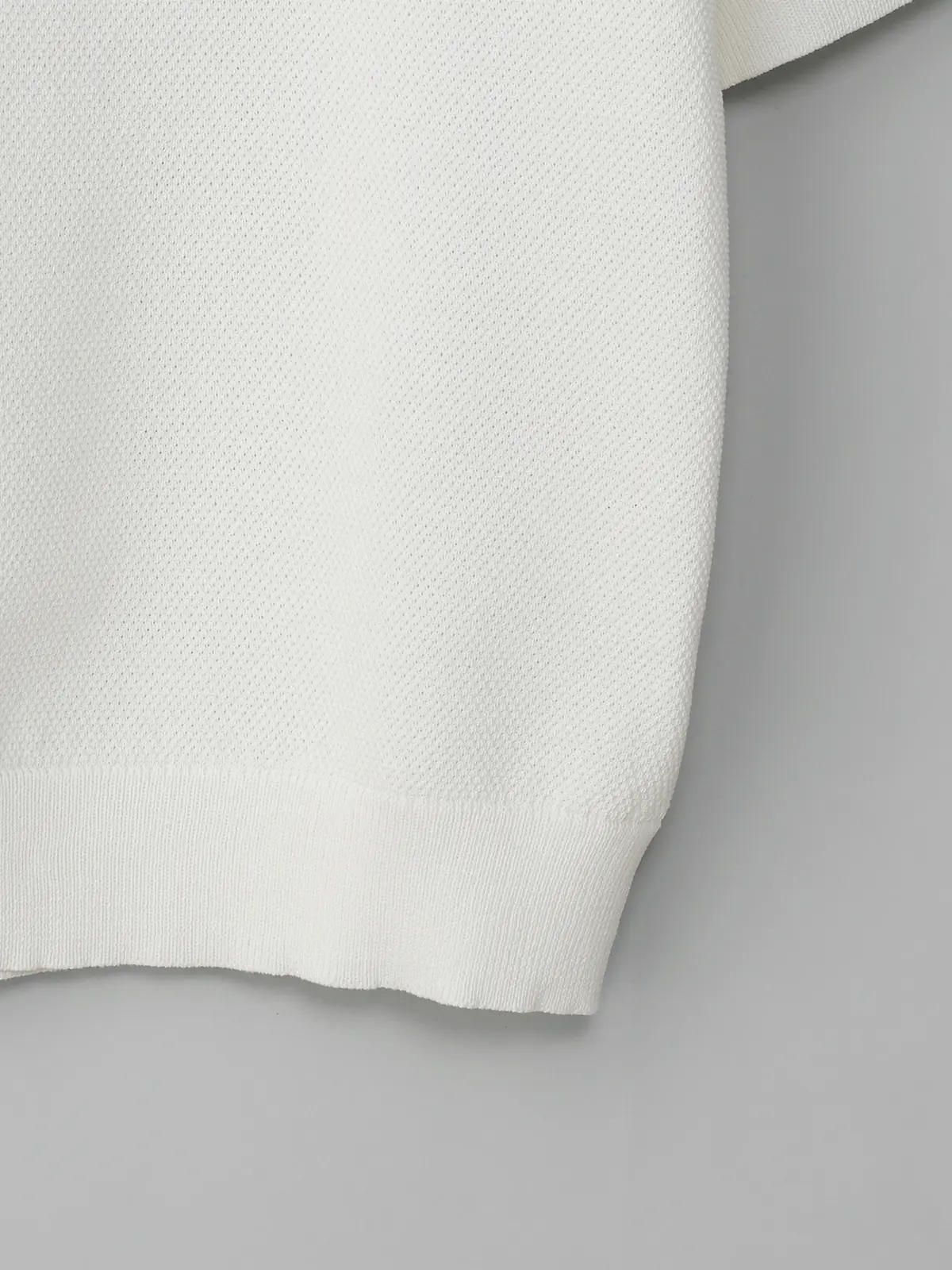 GOOVI／モックネックニット／半袖／ウォッシャブル／和紙ブレンドプレーティング／無地 ホワイト 1