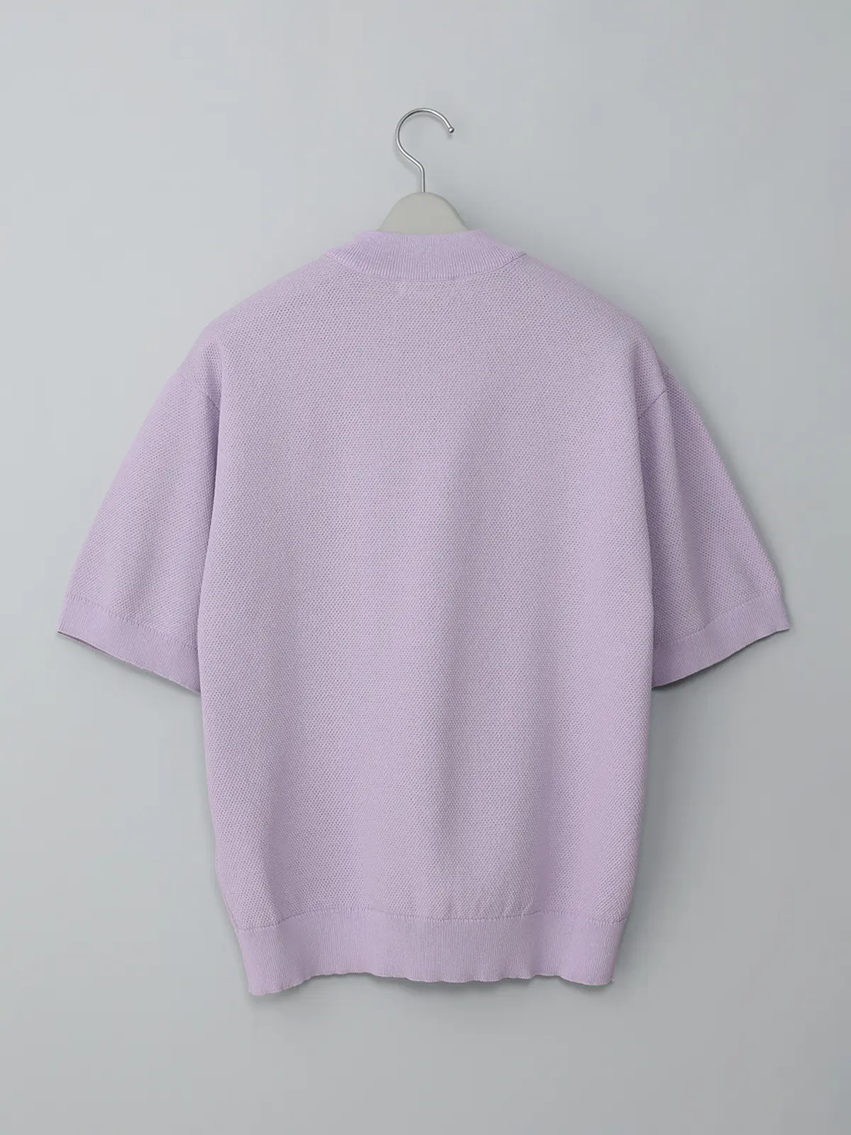 GOOVI／モックネックニット／半袖／ウォッシャブル／和紙ブレンドプレーティング／無地 ラベンダー 1