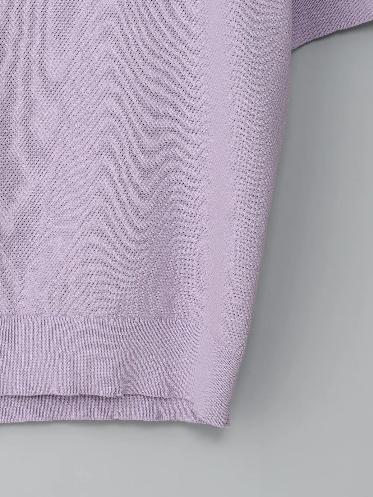 GOOVI／モックネックニット／半袖／ウォッシャブル／和紙ブレンドプレーティング／無地 ラベンダー 1