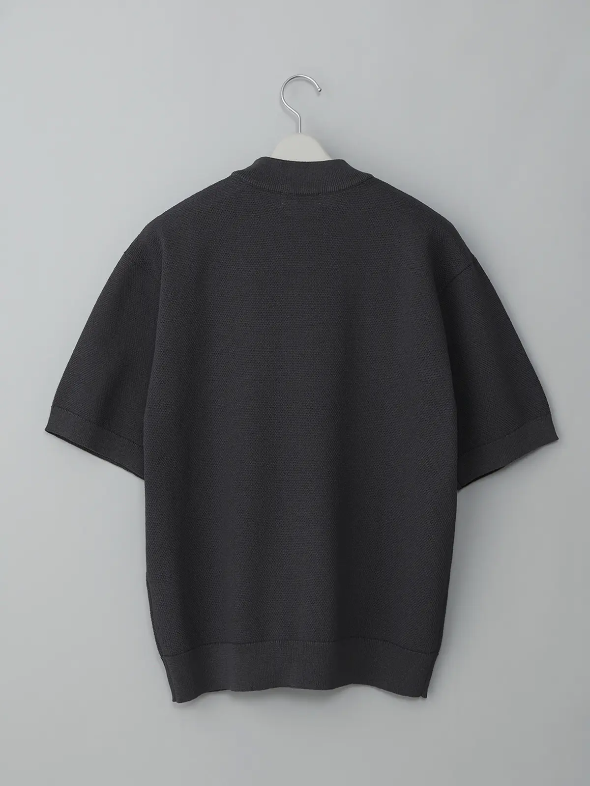 GOOVI／モックネックニット／半袖／ウォッシャブル／和紙ブレンドプレーティング／無地 グレー 1