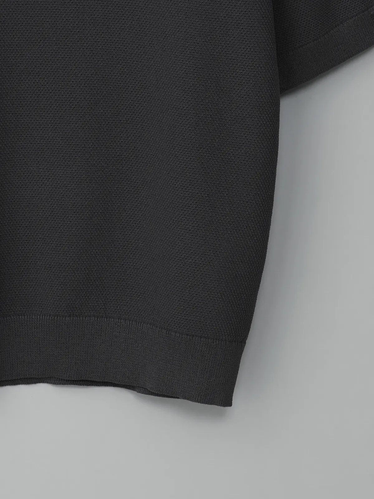 GOOVI／モックネックニット／半袖／ウォッシャブル／和紙ブレンドプレーティング／無地 グレー 1