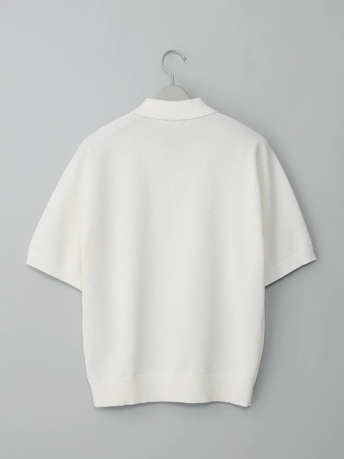 GOOVI／スキッパーポロニット／半袖／ウォッシャブル／和紙ブレンドプレーティング／無地 ホワイト 1